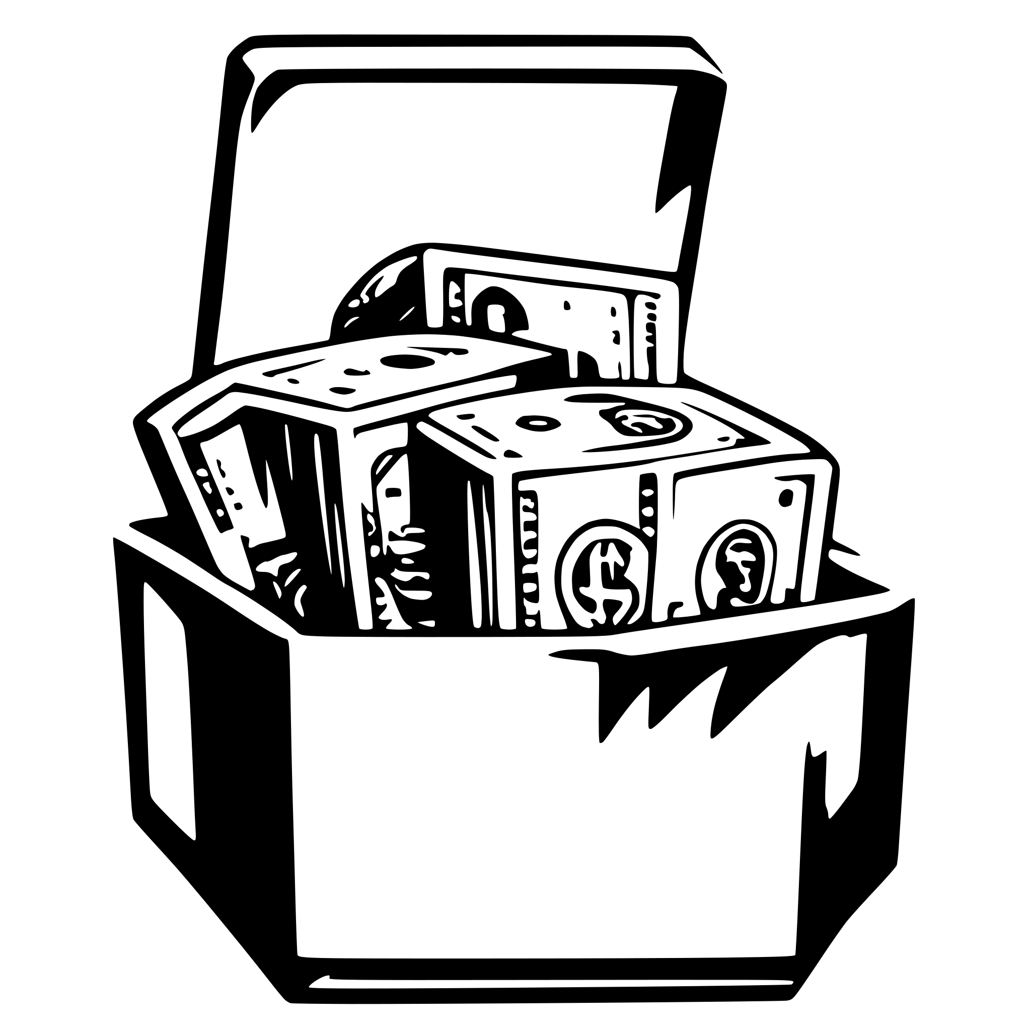 AI-generated SVG of 'dollar in package box'