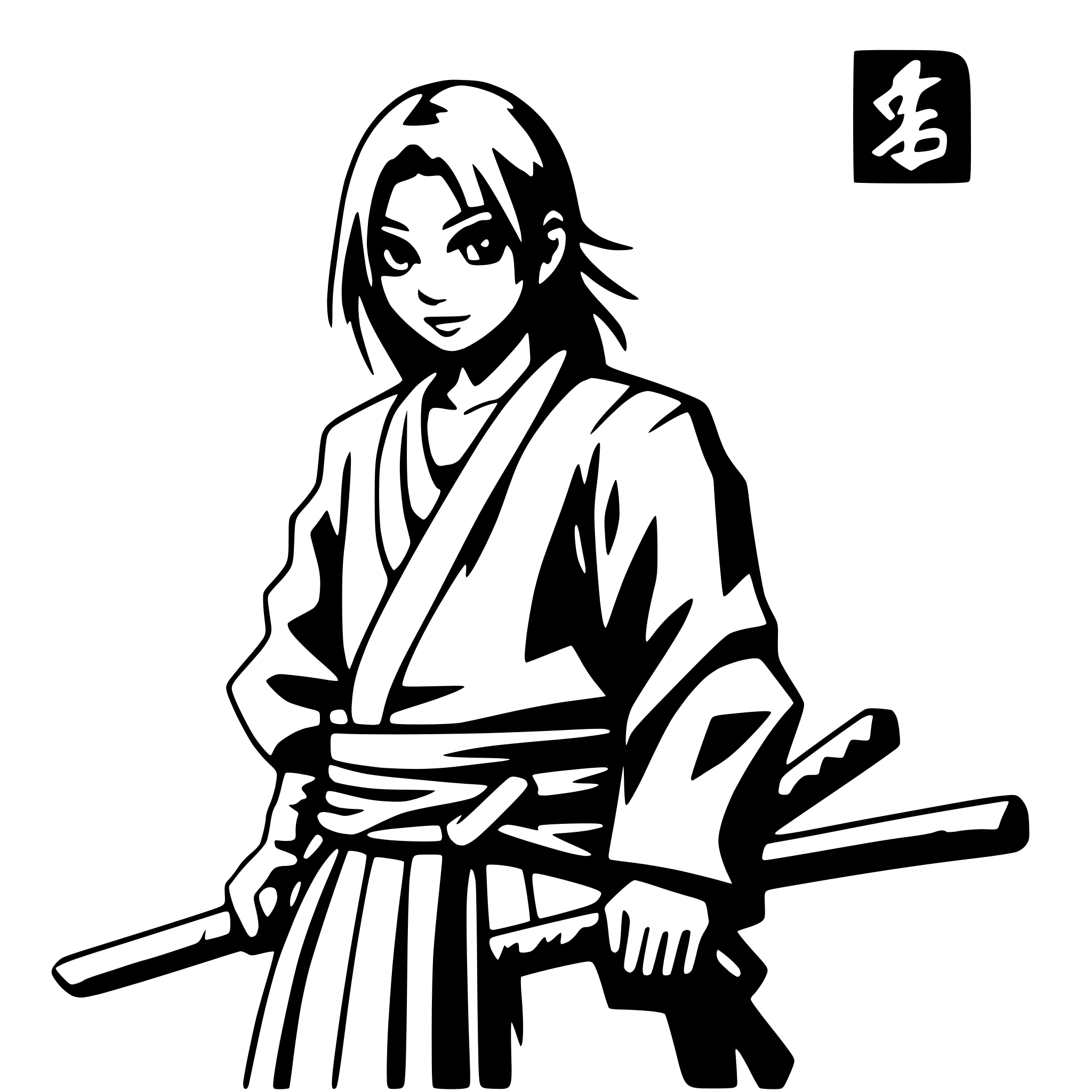 AI-generated SVG of 'samurai with torn banner'