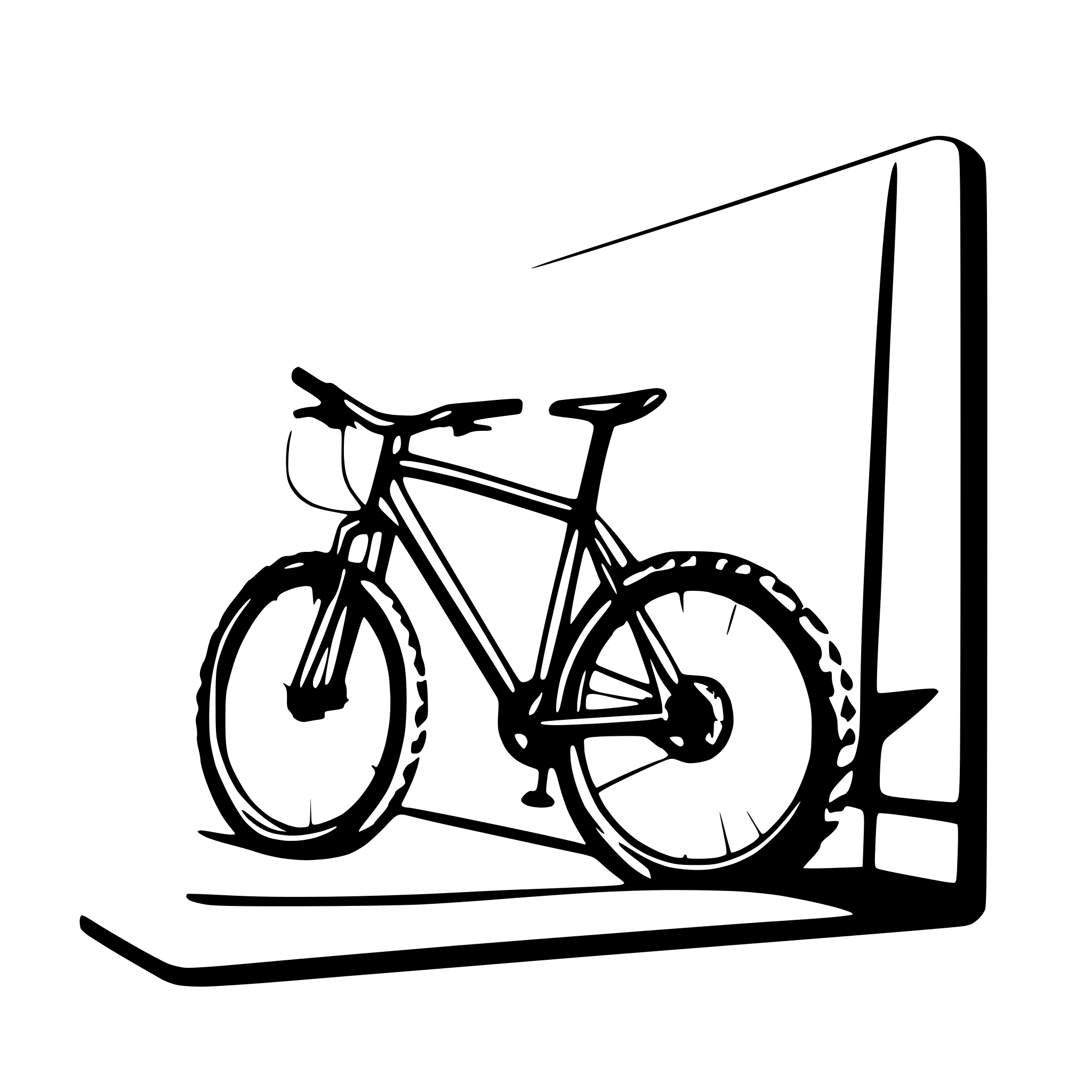 AI-generated SVG of a mountainbike breaking out of a picture frame