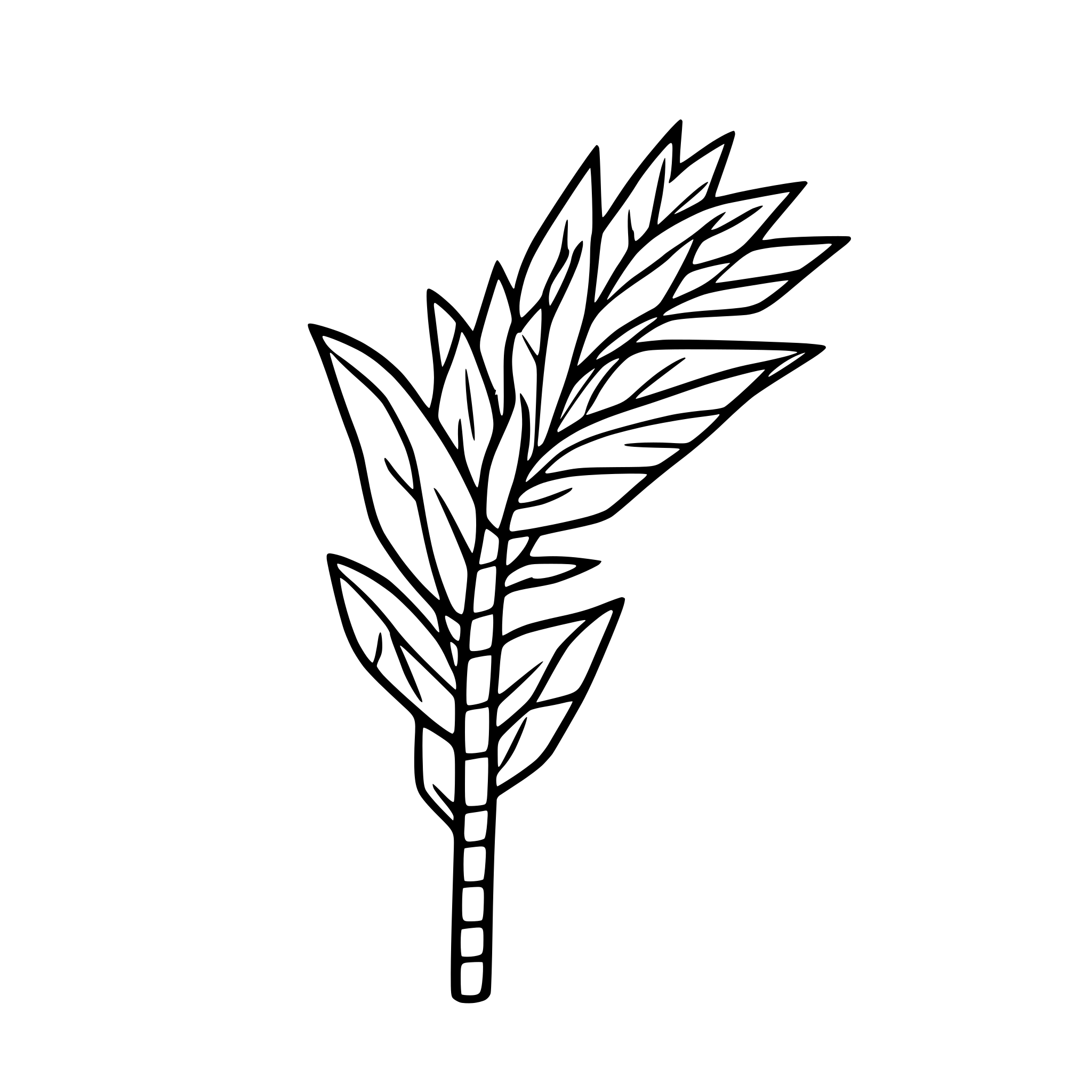AI-generated SVG of a Single corn stalk with two cobbs.