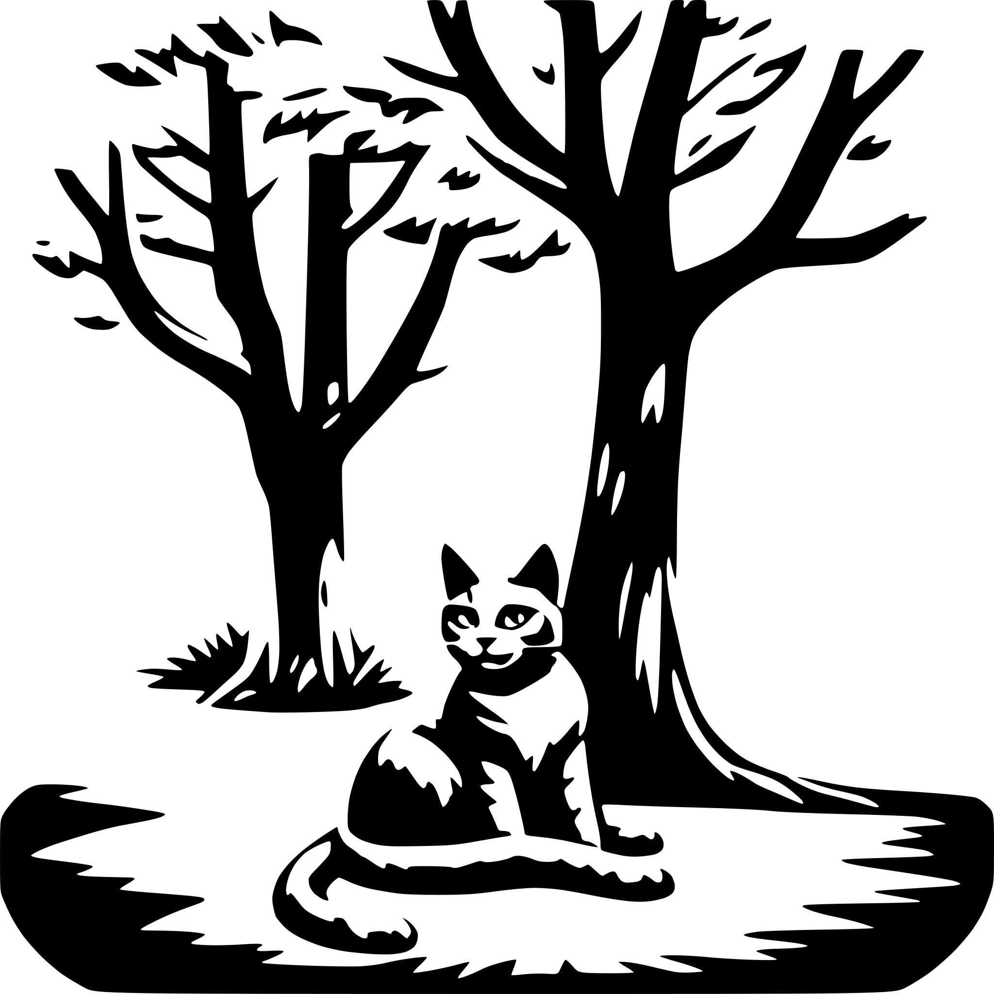 AI-generated SVG of 'cat under tree'