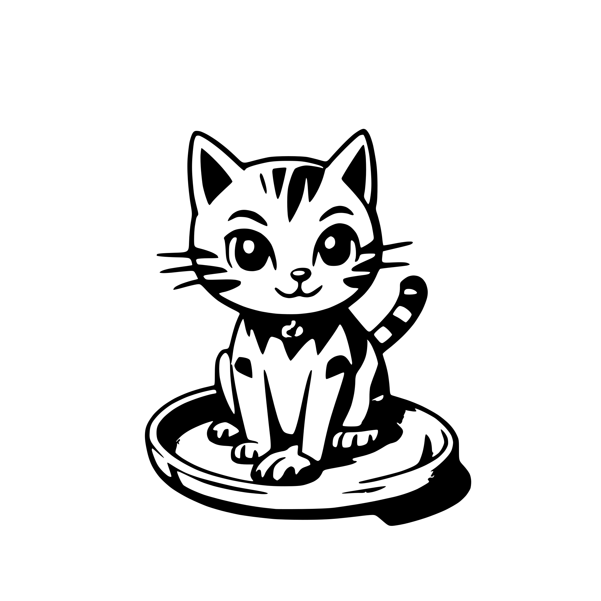 AI-generated SVG of a Süße Katze mit einem Futternapf auf dem boden