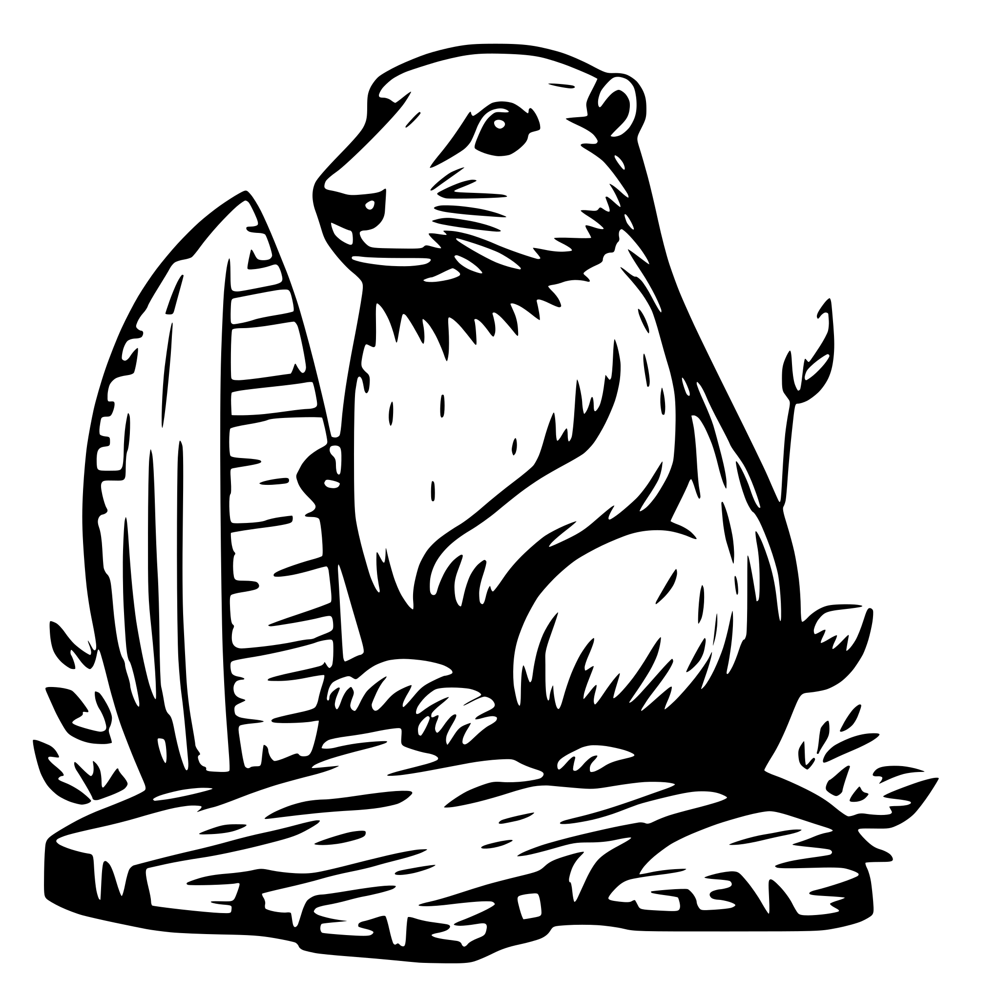 AI-generated SVG of a wood carving master class, beaver