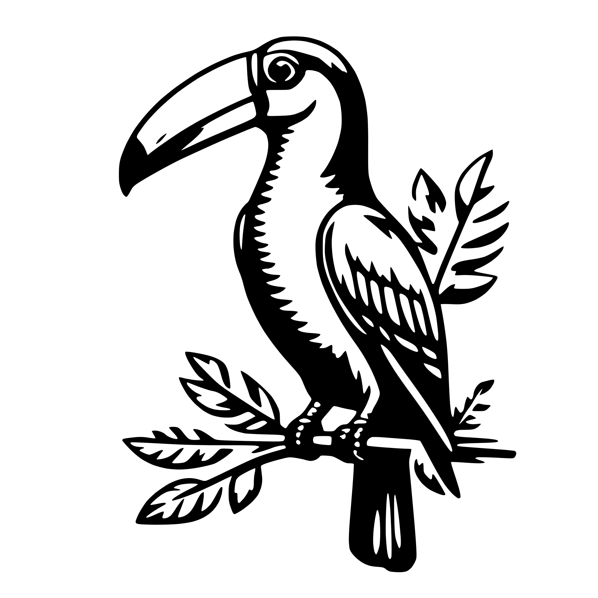 AI-generated SVG of a toucan with branch
