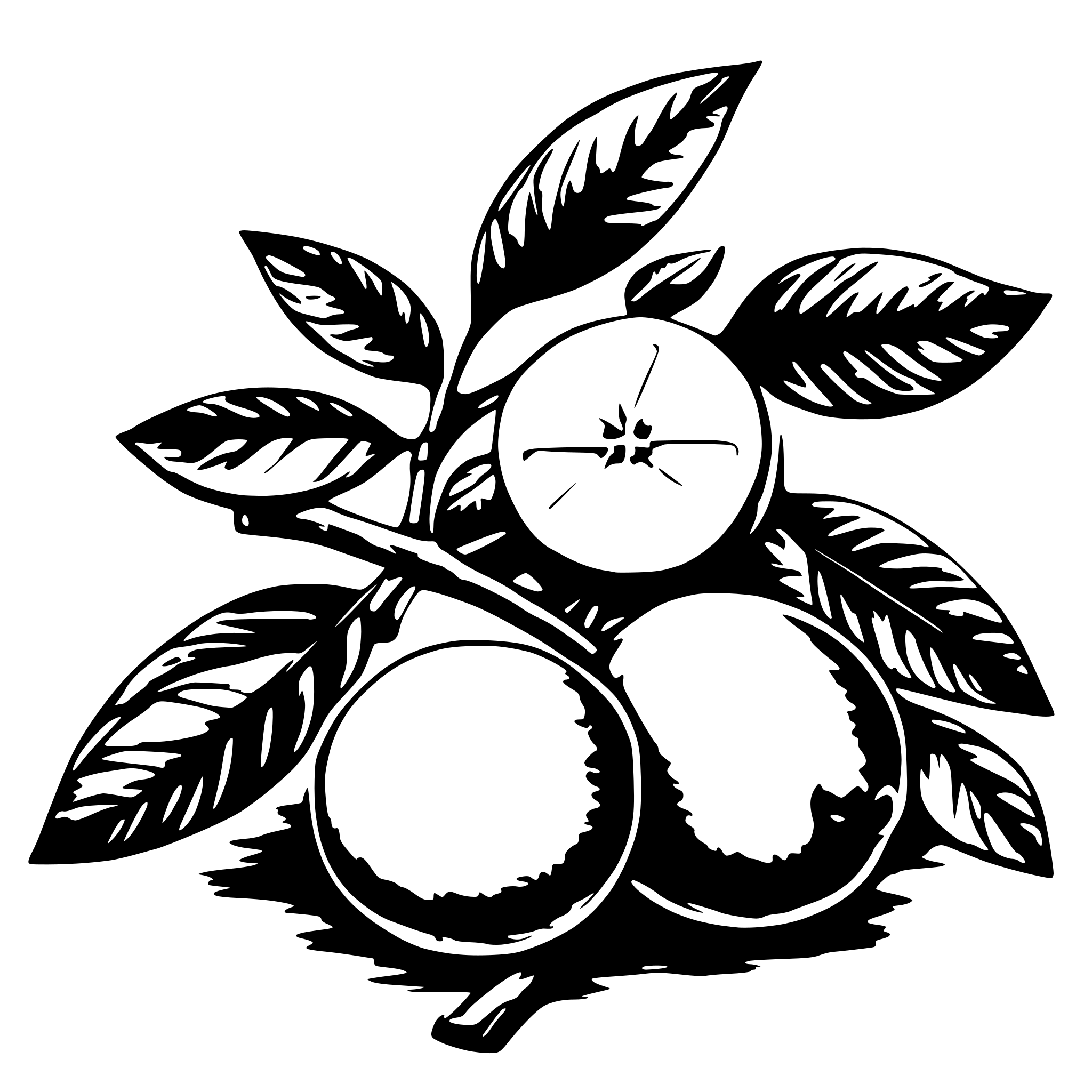 AI-generated SVG of a coloured Drawing of two lemons on a branch with orange blossom