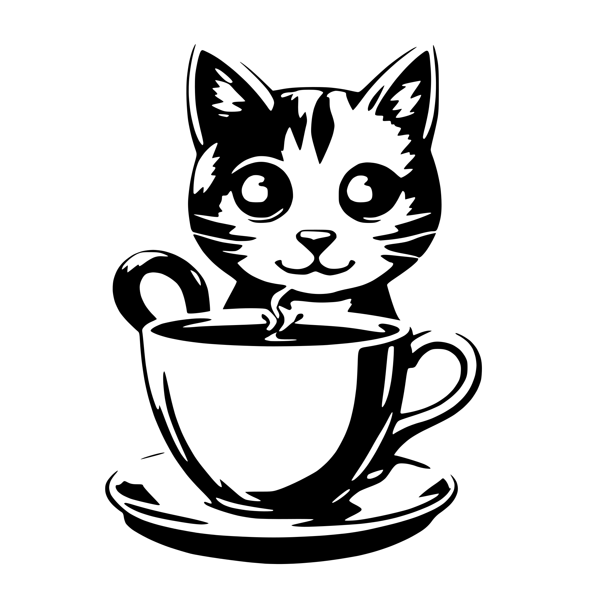 AI-generated SVG of 'cute cat drinking coffee'