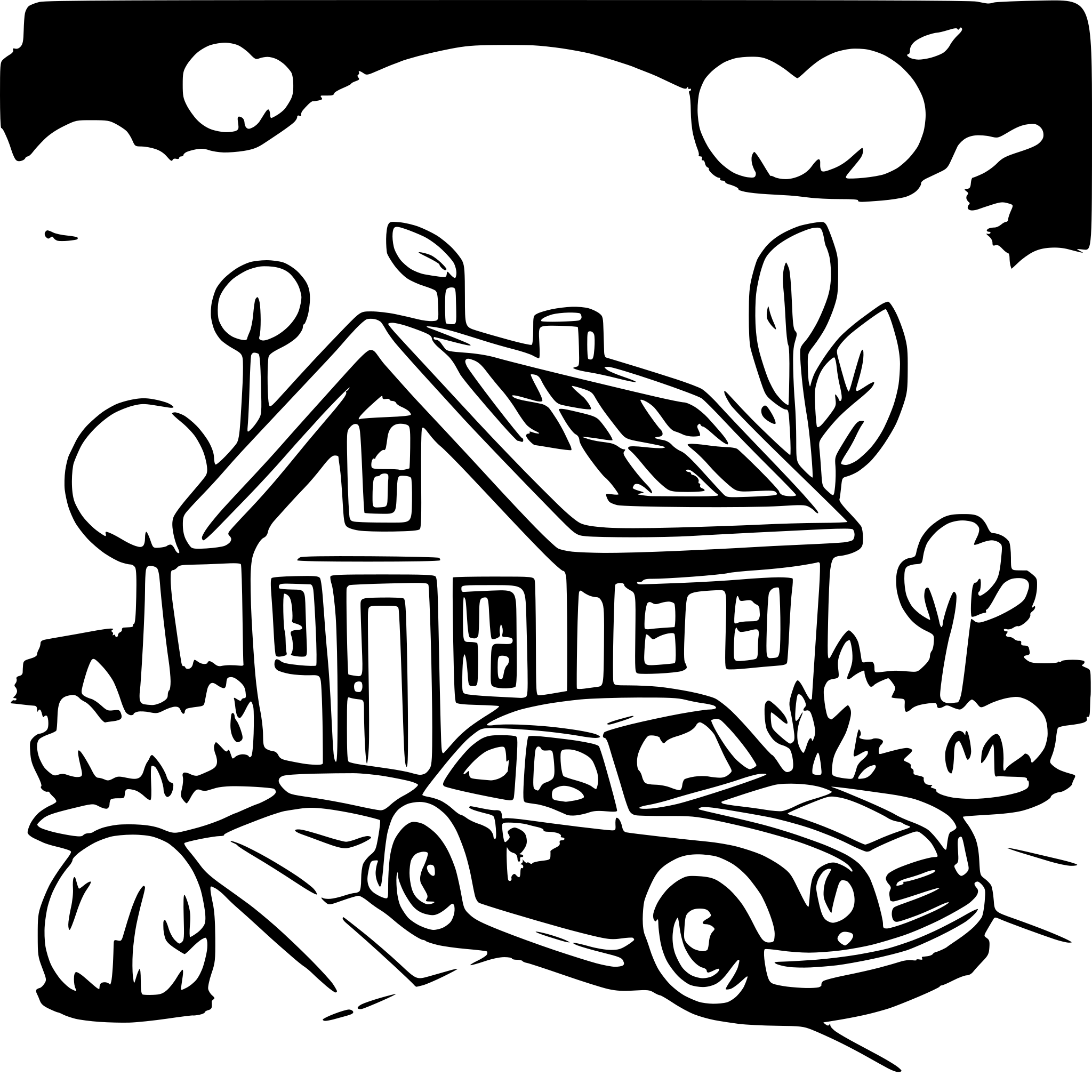 AI-generated SVG of a house and car powered by solar panels with chargers
