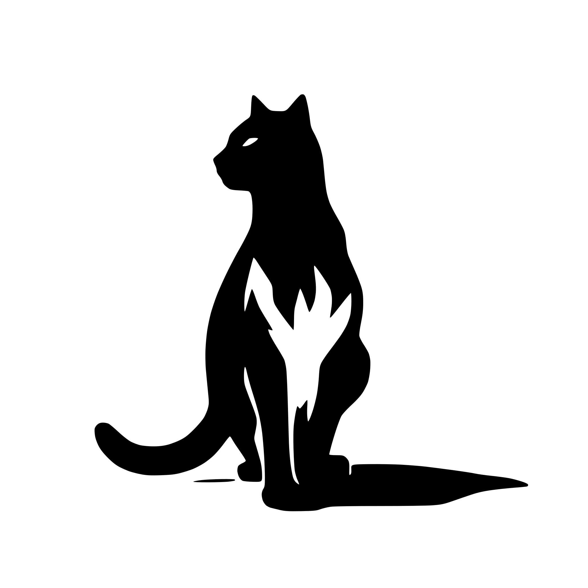 AI-generated SVG of a a silhouette of a cat, seen from the side. the cat is on its rears and in fighting mode, raising its paws, ready to battle.