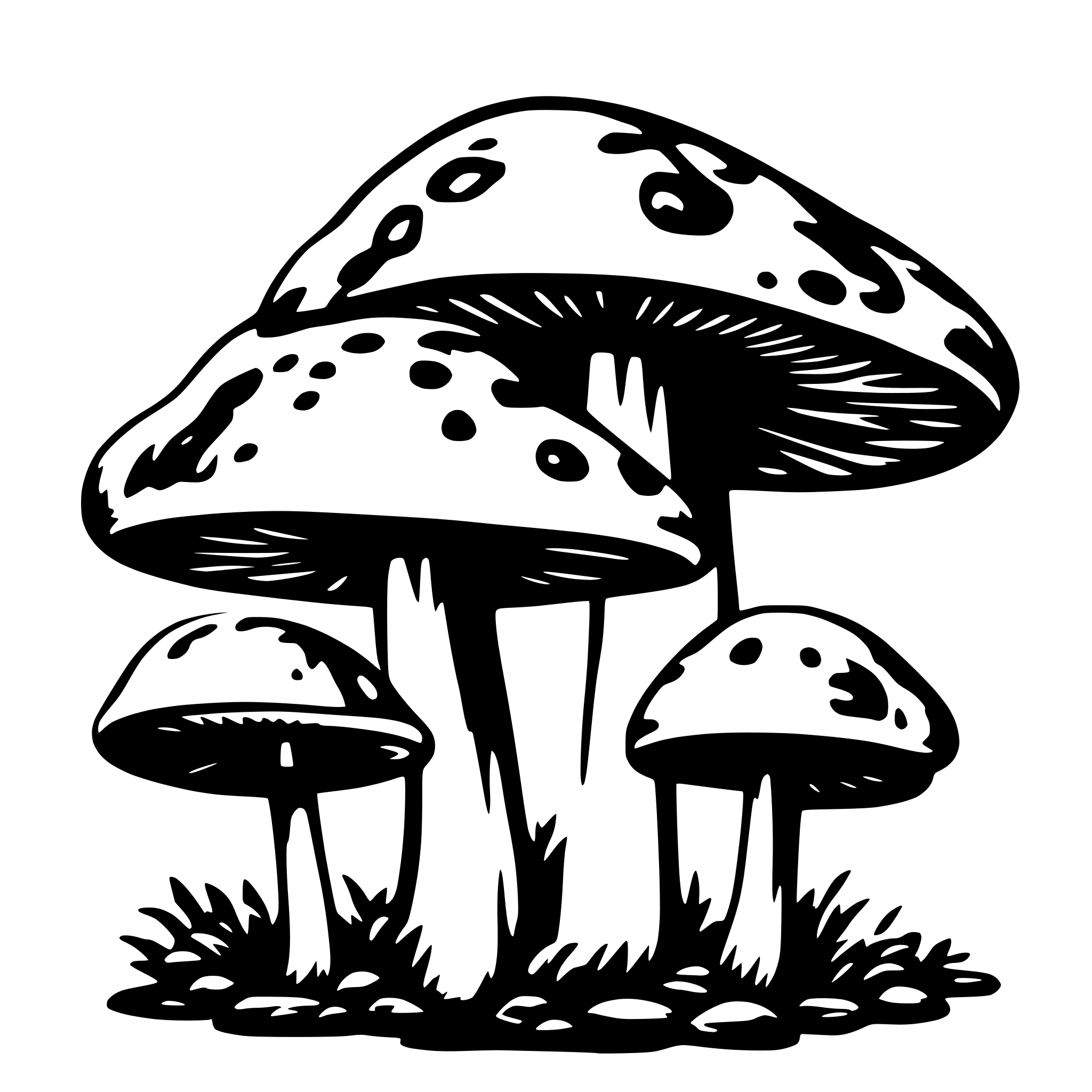 AI-generated SVG of a 1 mushroom melting 6mm thick lines