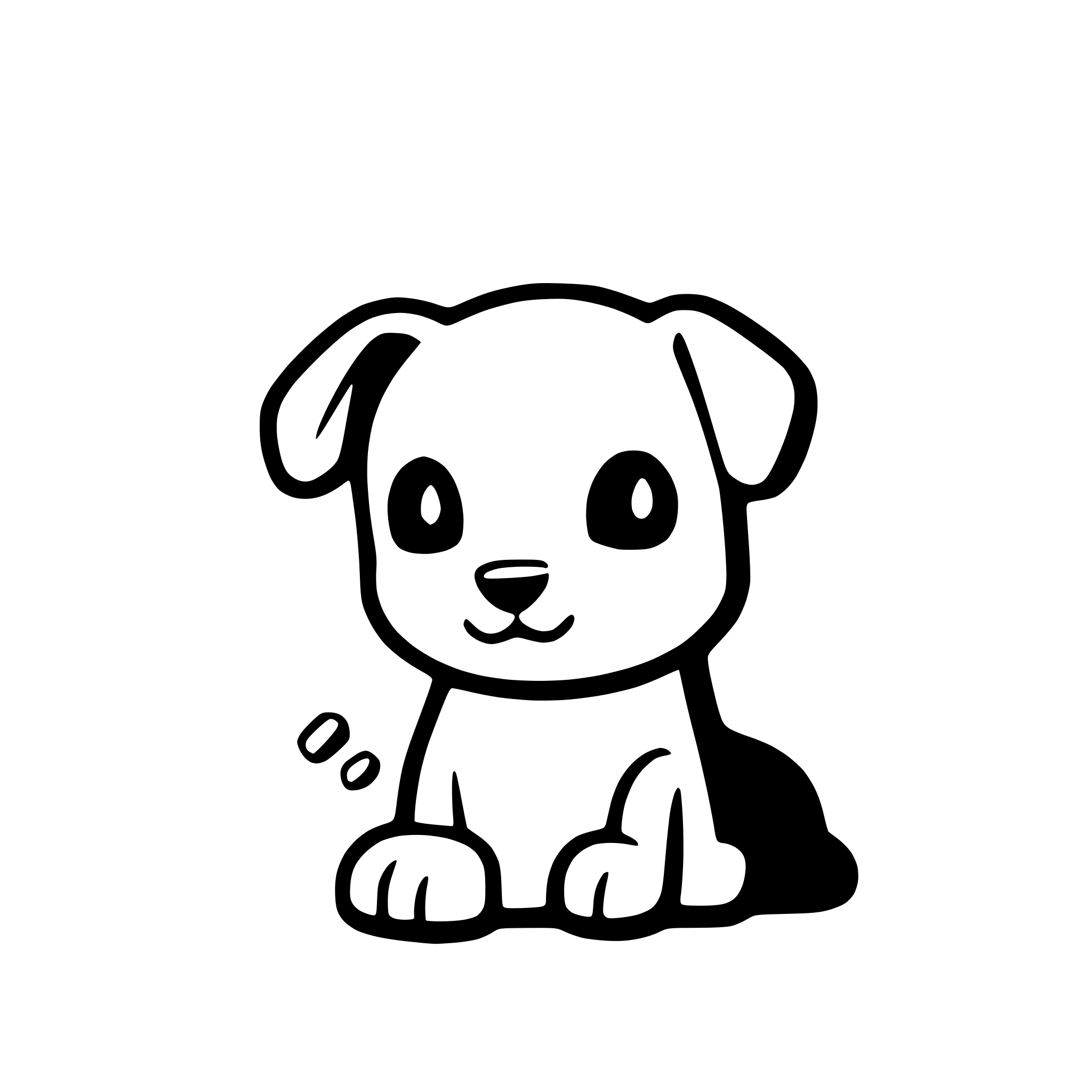 AI-generated SVG of a A puppy with a bone. outline