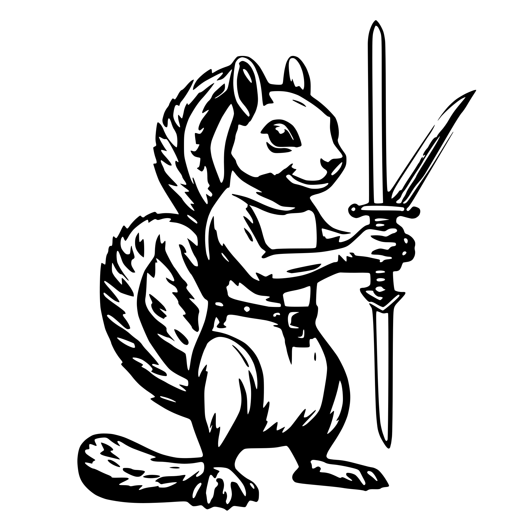 AI-generated SVG of 'Squirrel with sword'
