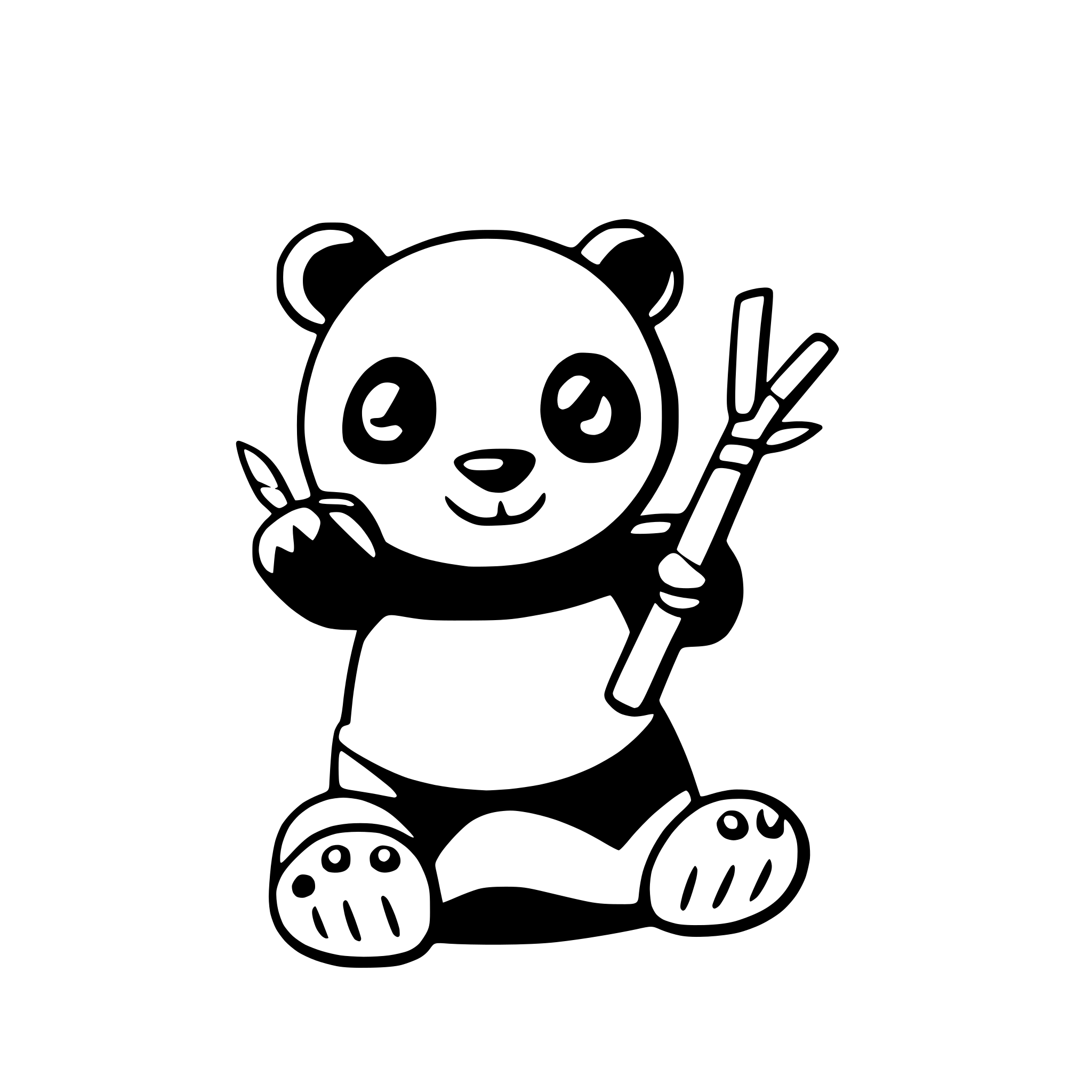 AI-generated SVG of a a playful panda juggling bamboo sticks