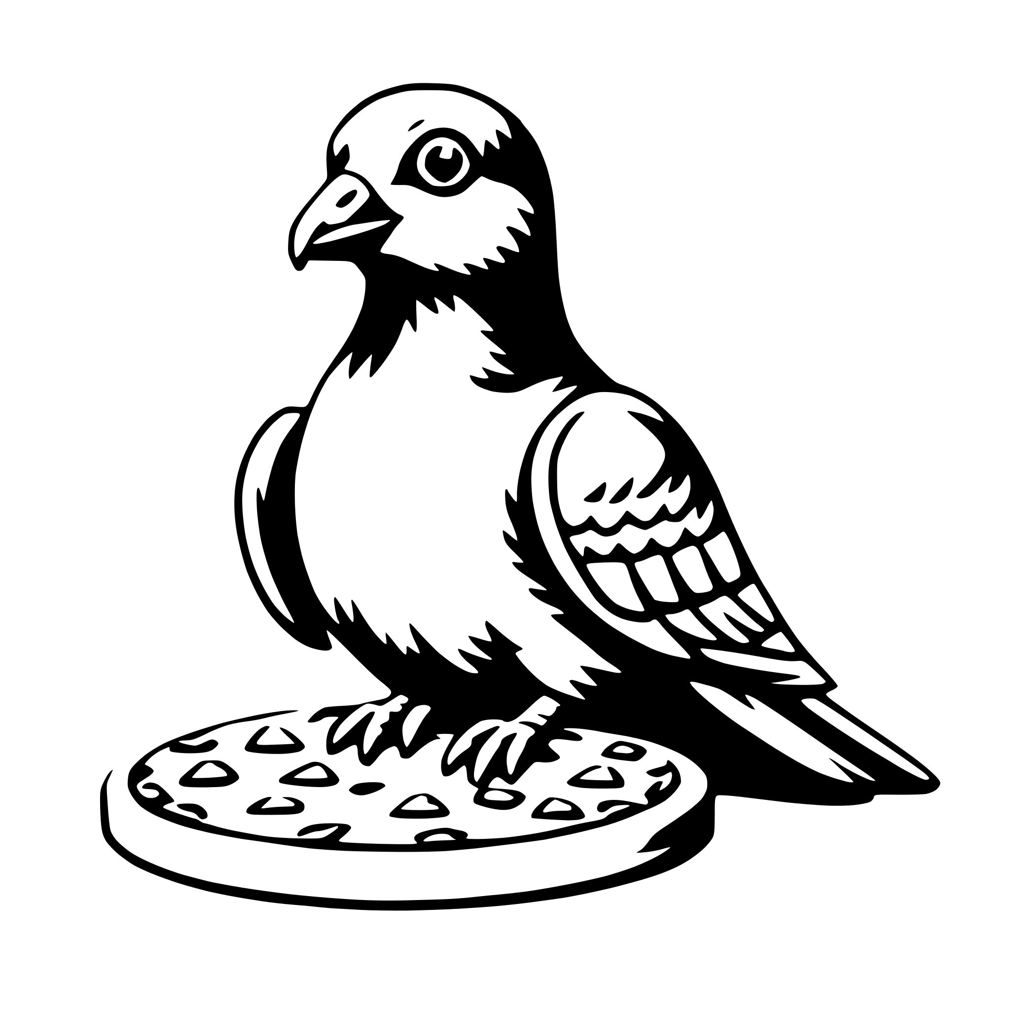 AI-generated SVG of a pigeon with pizza
