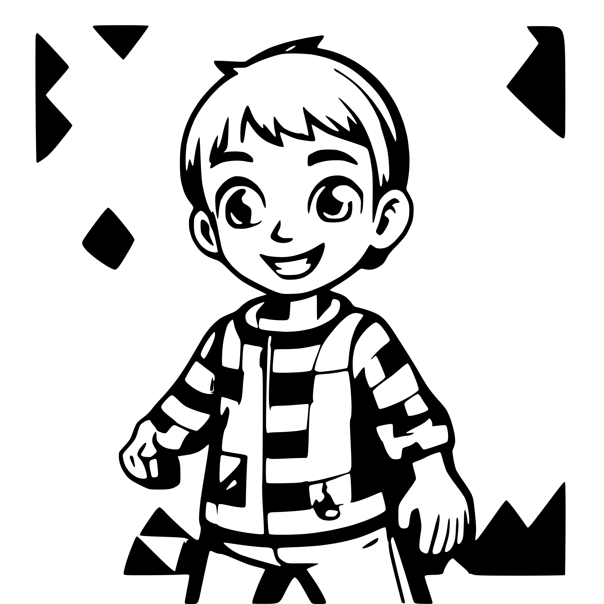AI-generated SVG of a A boy having fun. No background.