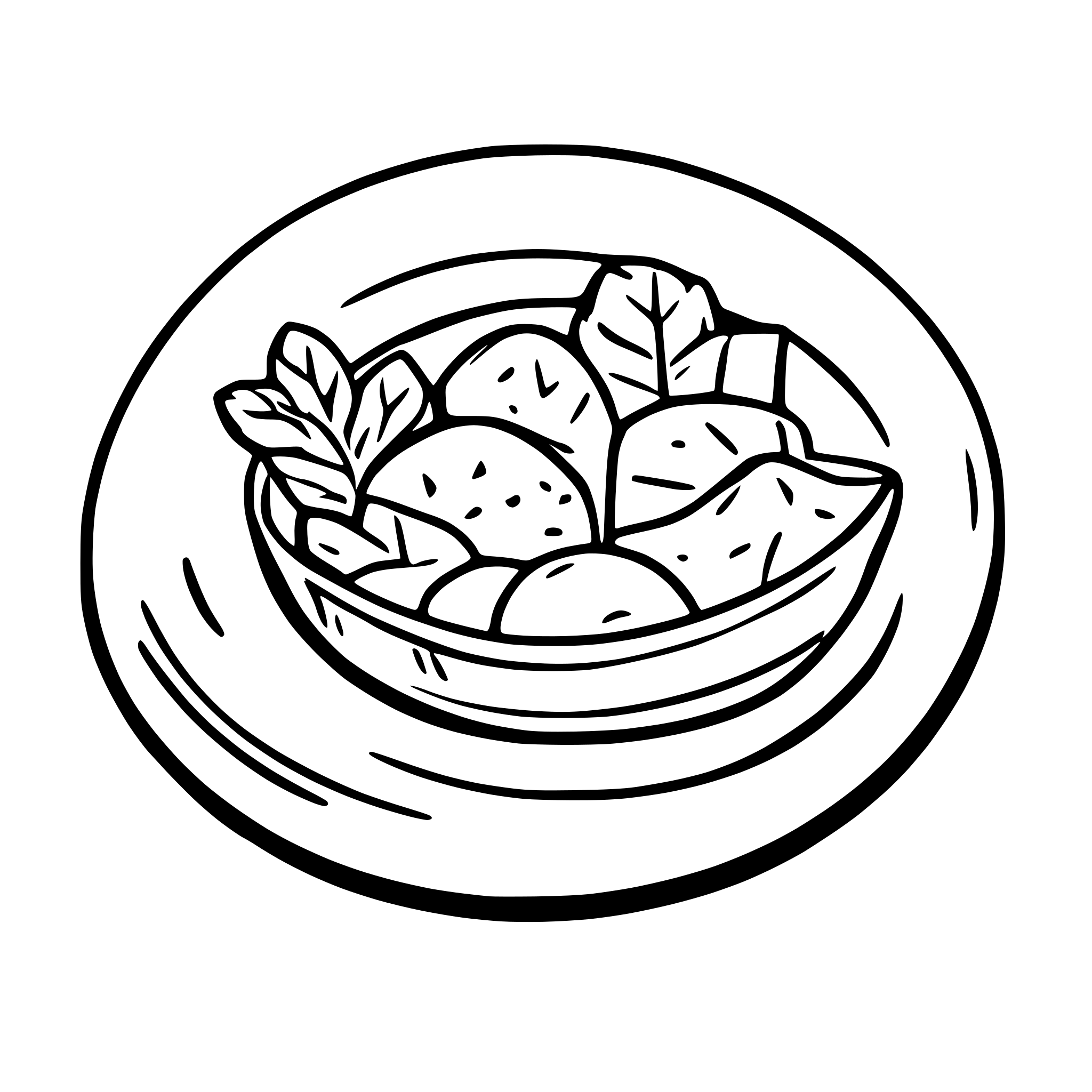 AI-generated SVG of a simple line art of food on a plate