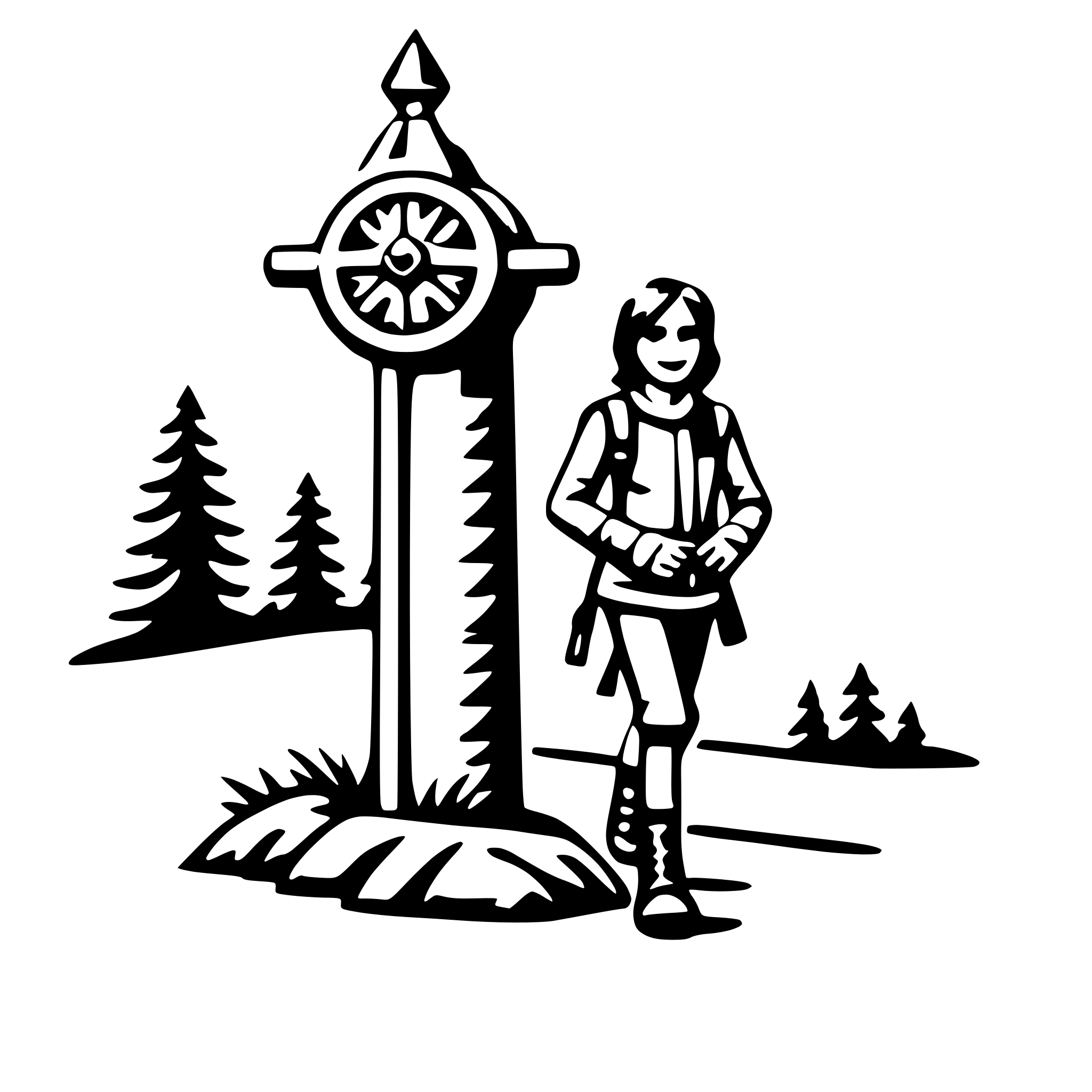 AI-generated SVG of a hiking with compass