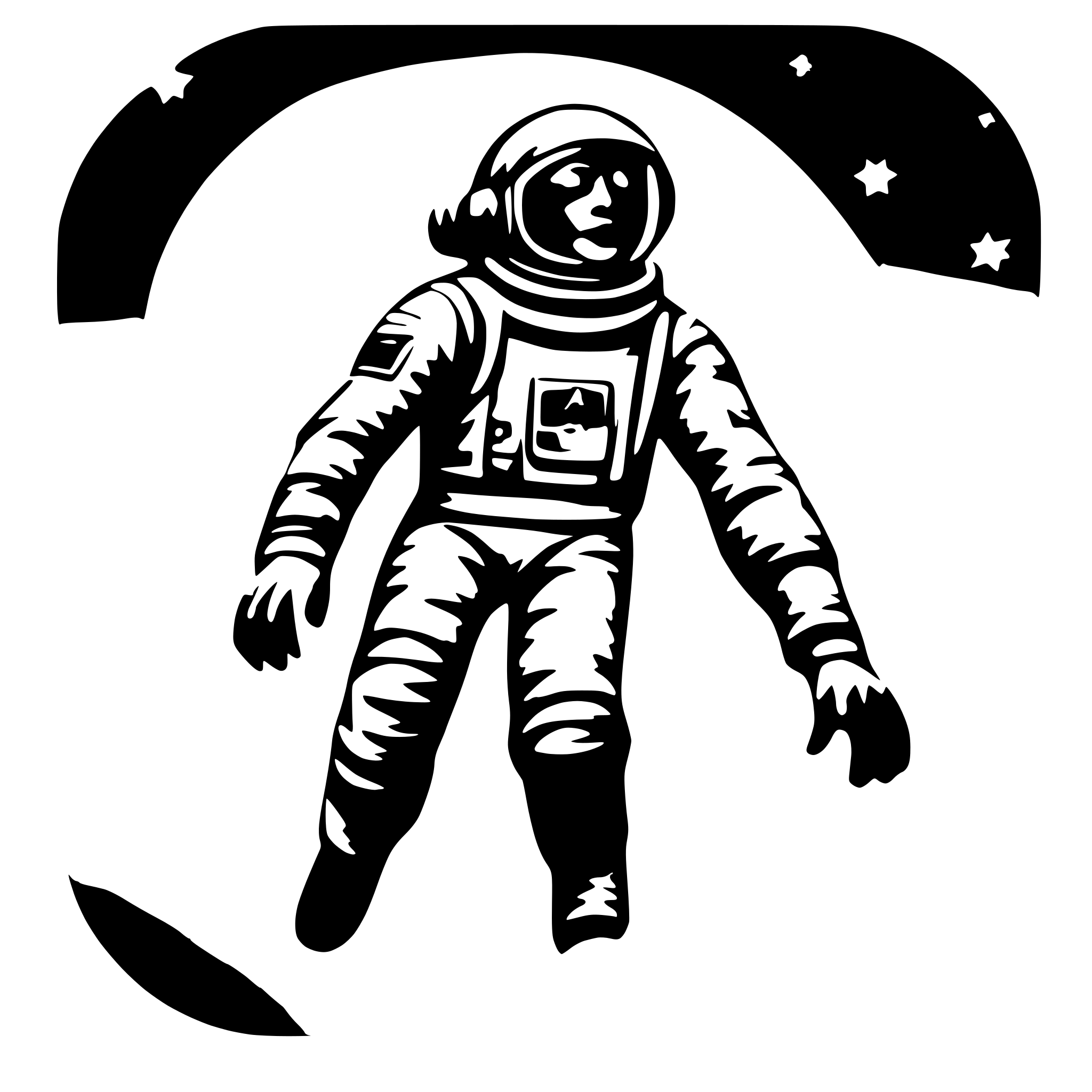 AI-generated SVG of a astronaut floating between stars