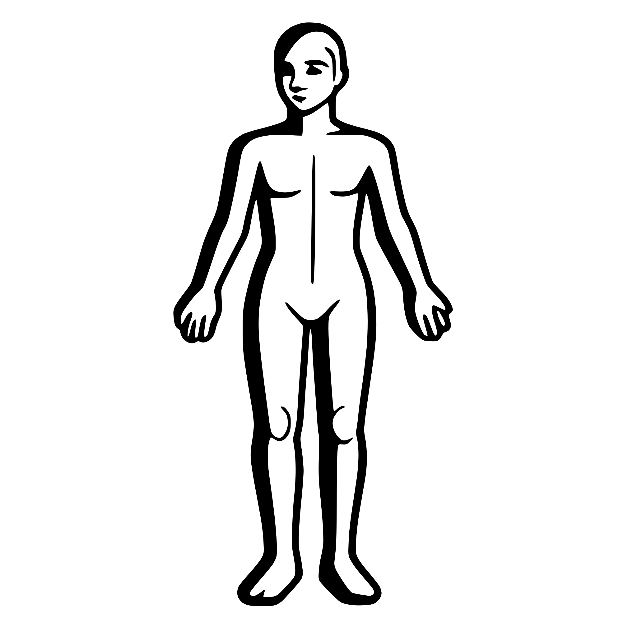 line art SVG for 'minimalist medical human body outline diagram, front ...