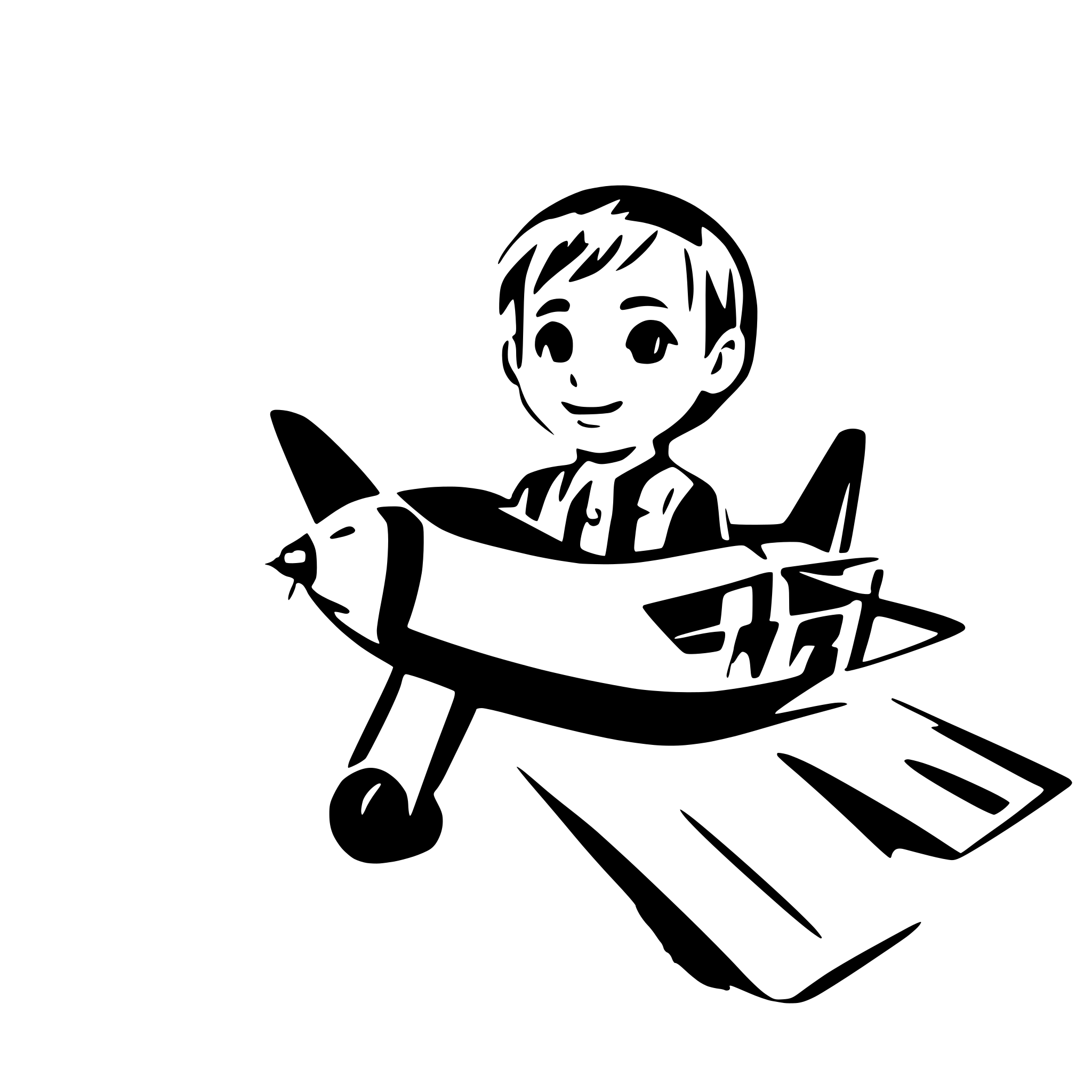 AI-generated SVG of a plane with a cut boy in the cockpit