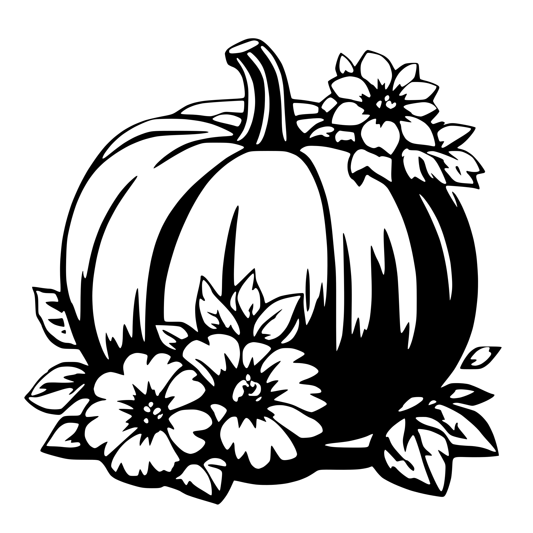 AI-generated SVG of a pumpkin with flowers