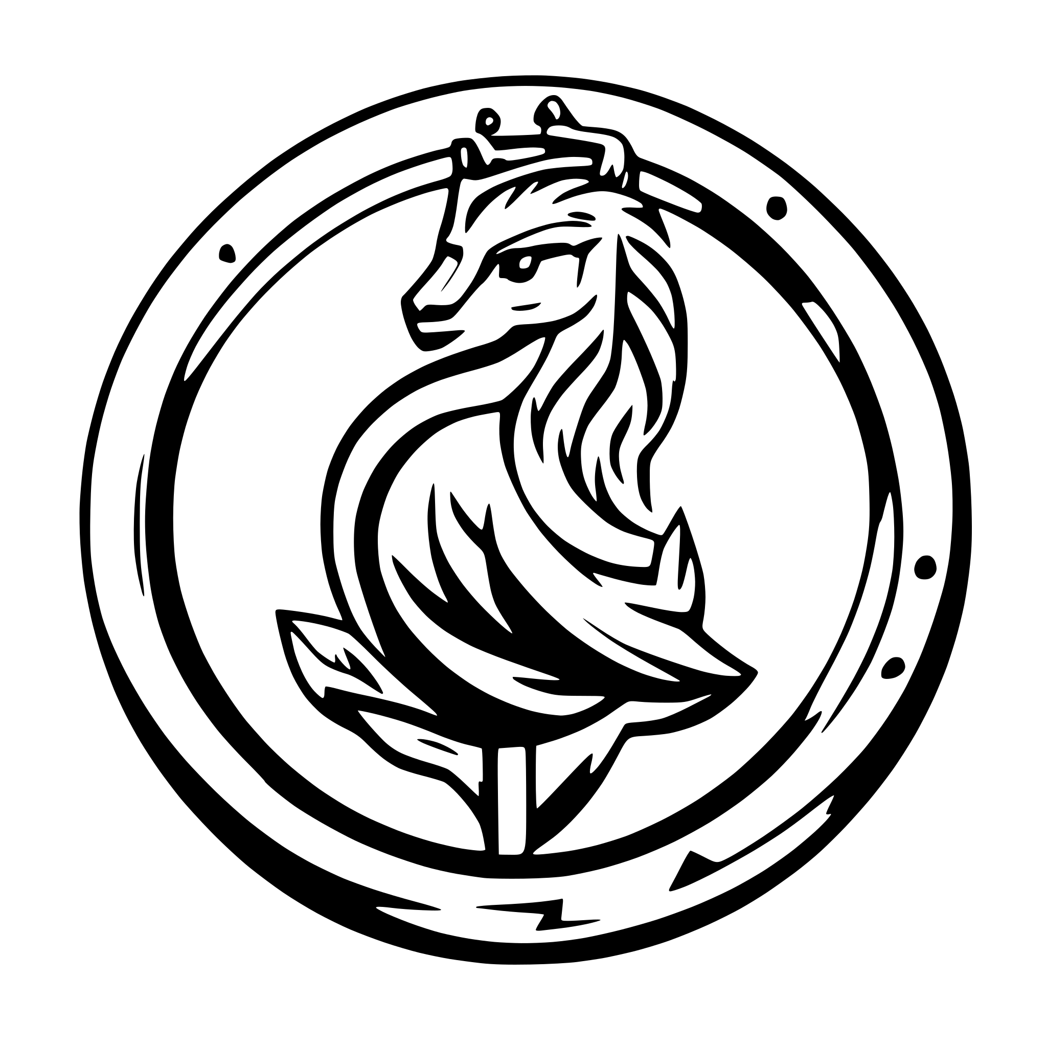 AI-generated SVG of a A owl, swan and lion