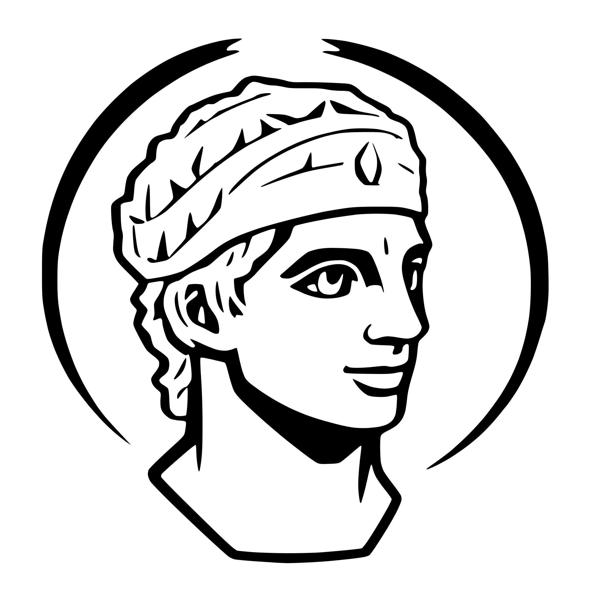 AI-generated SVG of a Ceasar like roman bust with a laurel head wreath in cartoony caricature extremely minimal style with very few lines, shown from a 3/4 view and 2d format