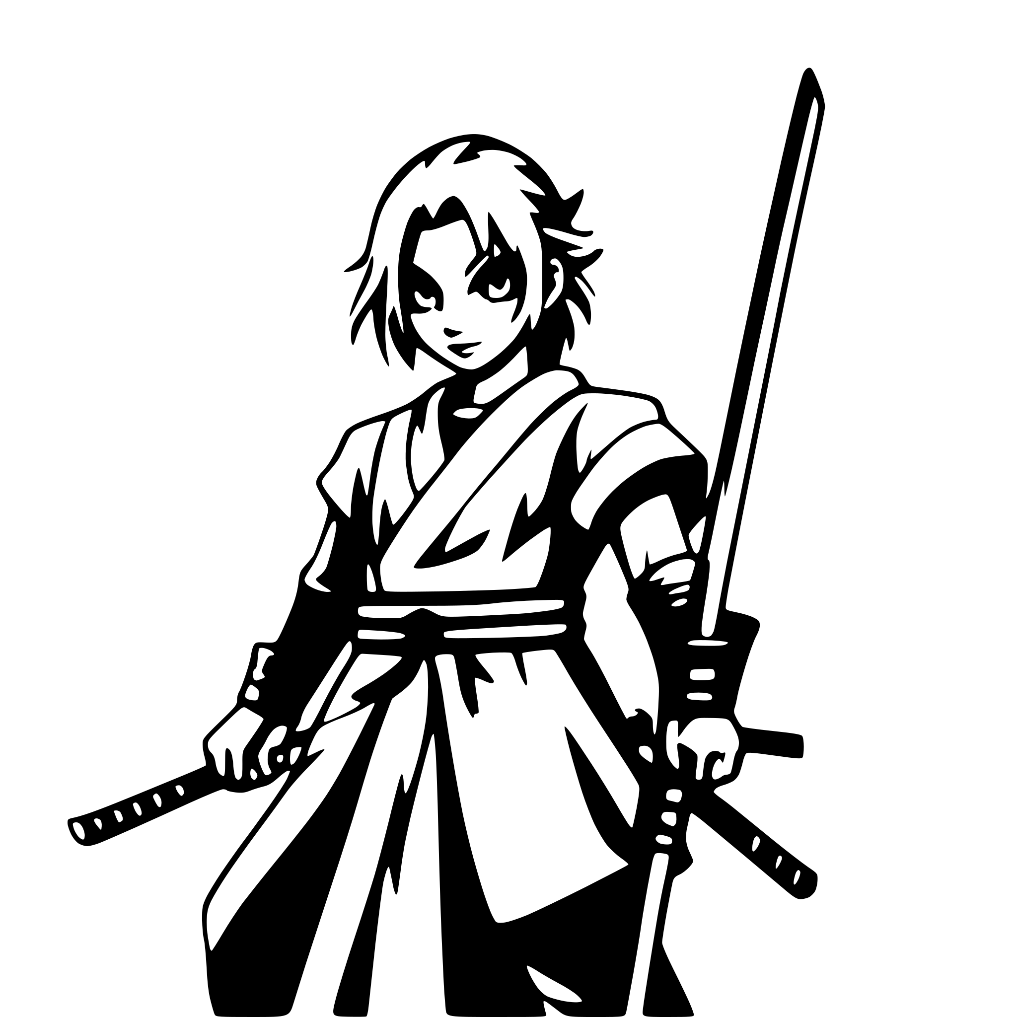 AI-generated SVG of a samurai with fire aura
