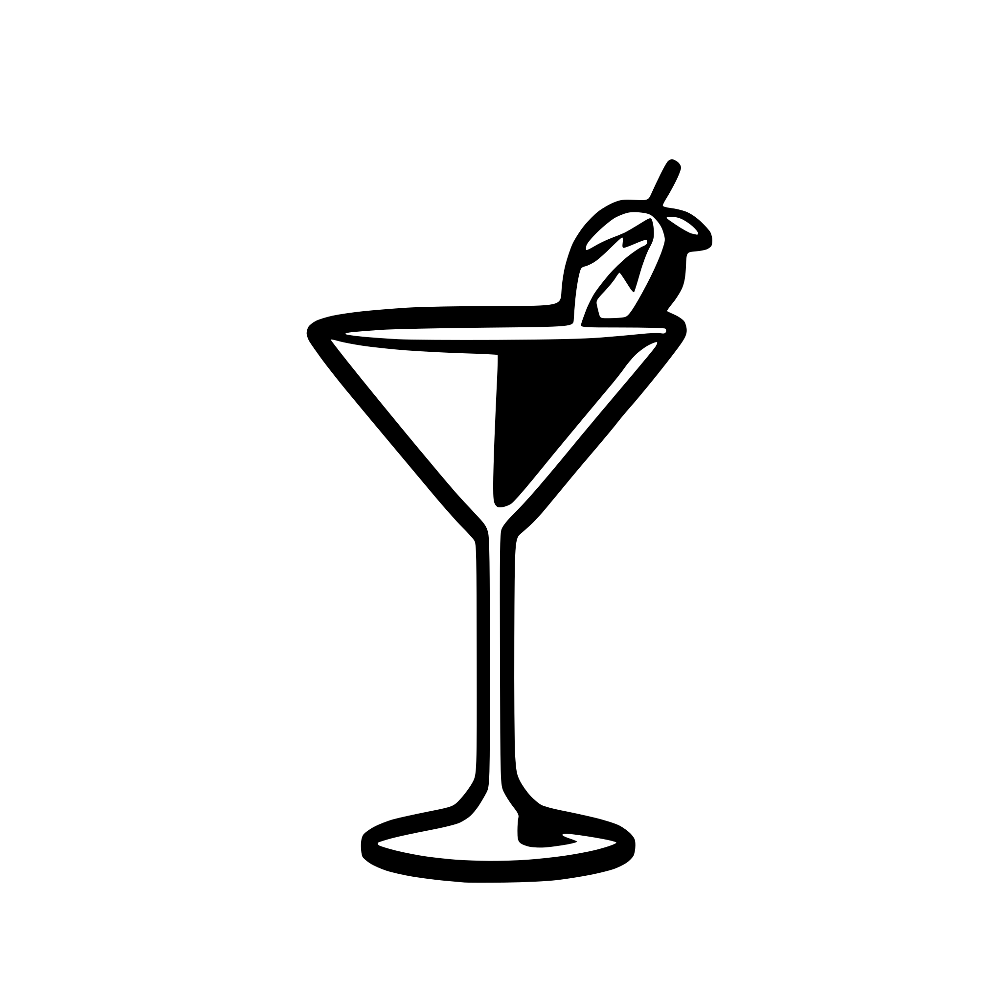AI-generated SVG of a A minimalist black silhouette of a martini glass with a thin stem and wide triangular bowl, filled with liquid. A cocktail pick with an olive is placed diagonally inside the glass. The background is textured light gray with a subtle concrete or marble effect. The design is clean, modern, and elegant, resembling an icon or vector graphic