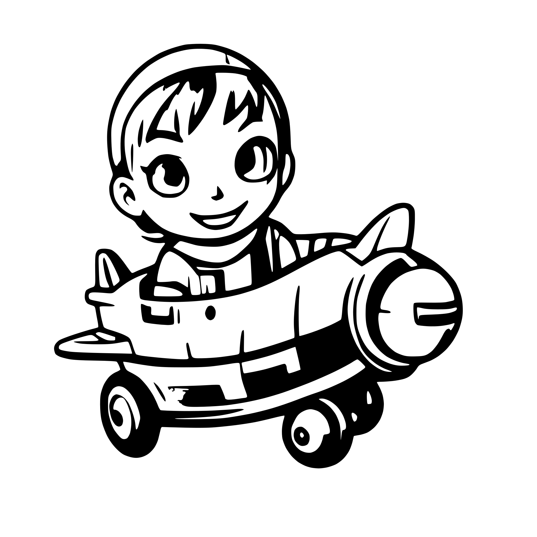 AI-generated SVG of a a cute boy in a plane