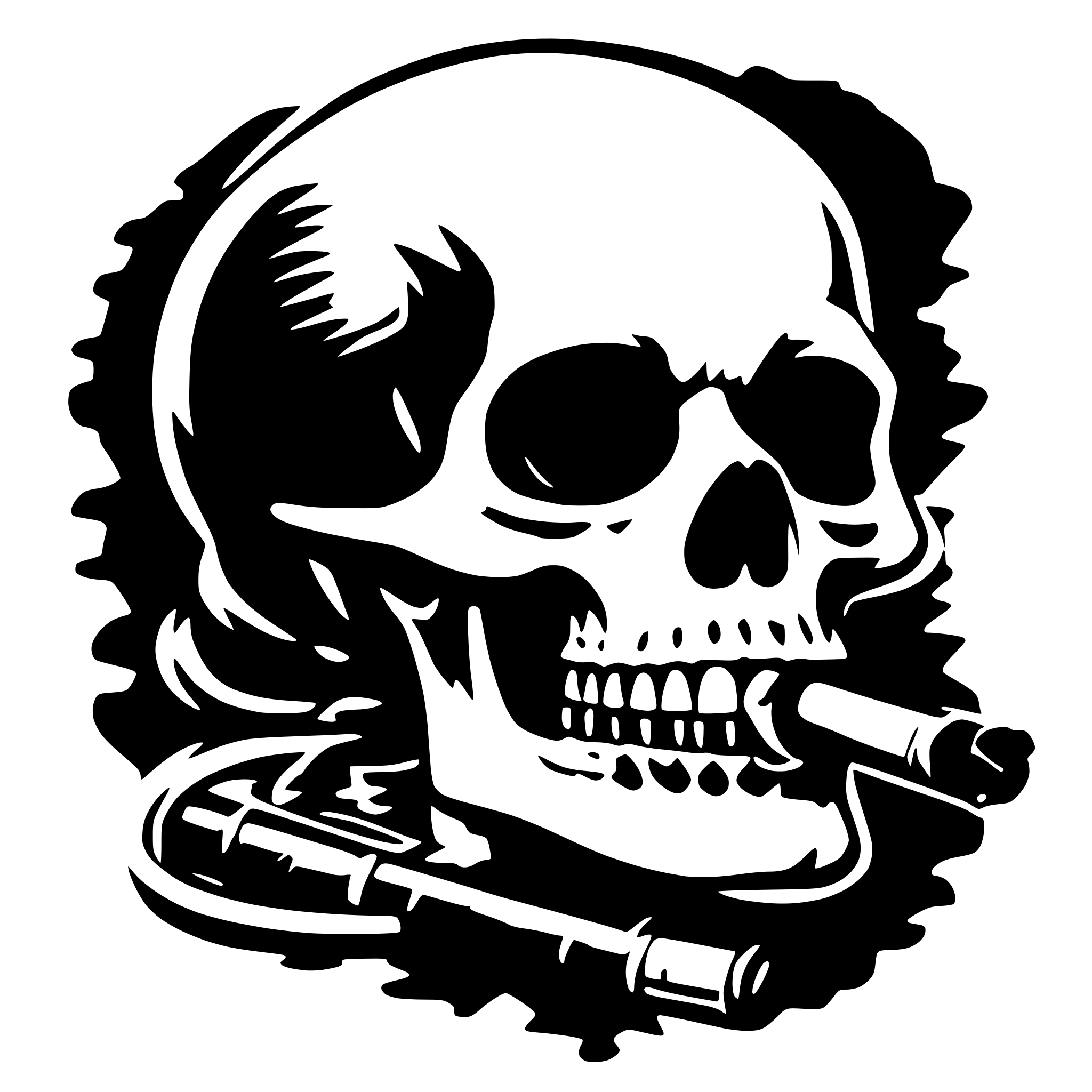 AI-generated SVG of 'a skull smoking cigar'