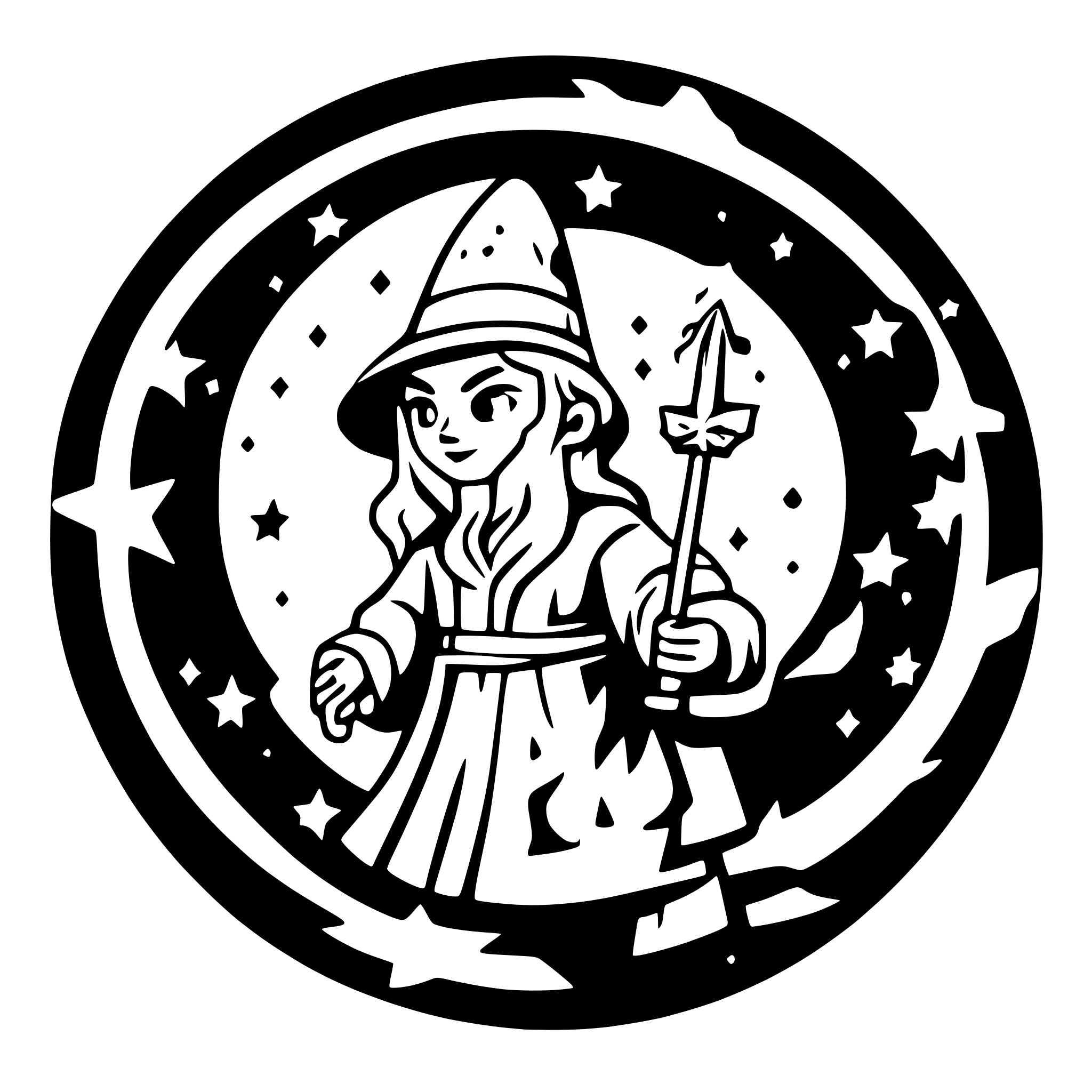 AI-generated SVG of 'wizard holding a magic wand'