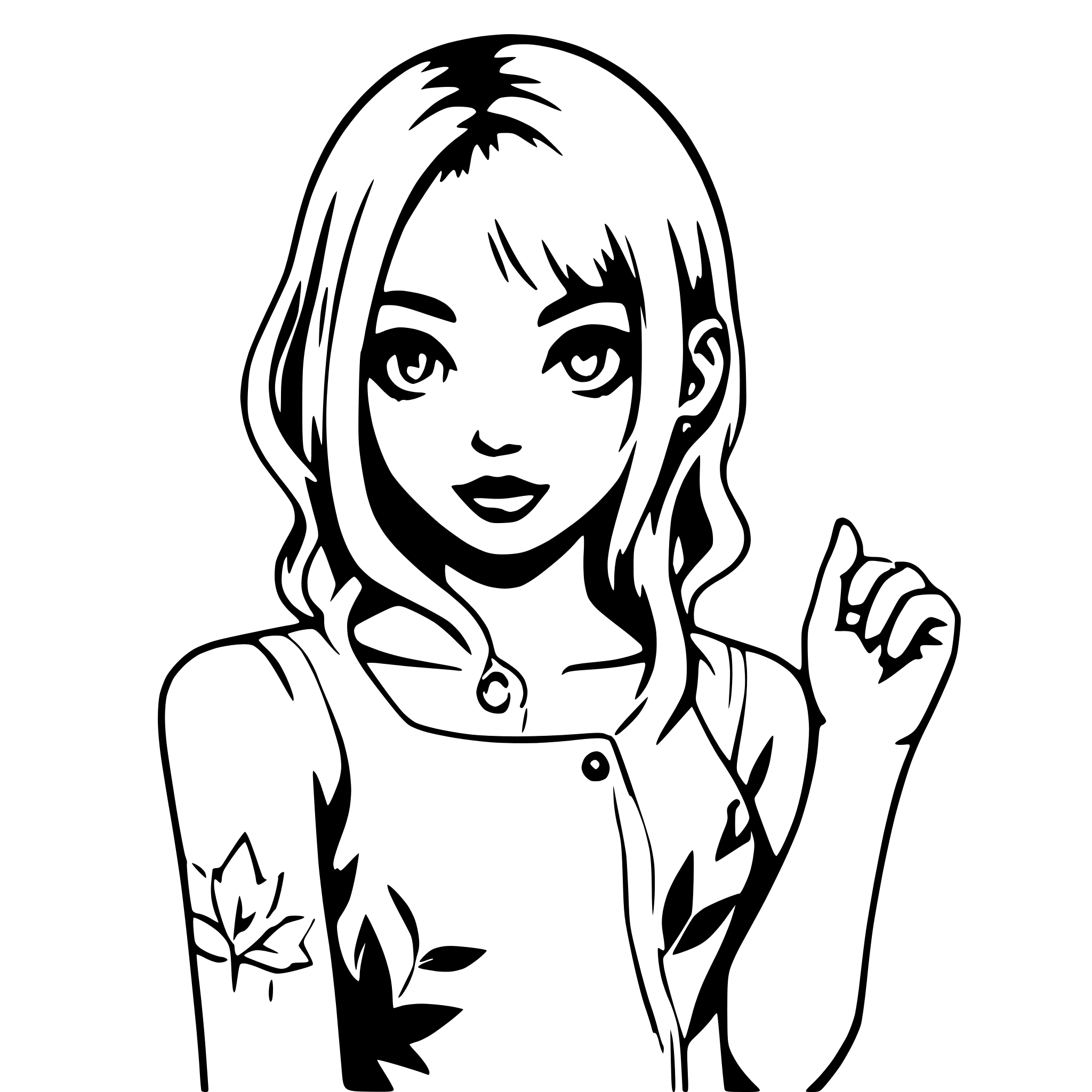 AI-generated SVG of a girl with magical tattoos
