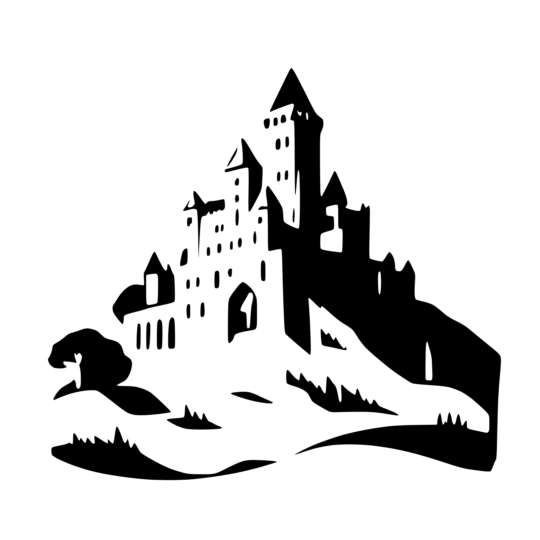 AI-generated SVG of a castle on a cliff edge