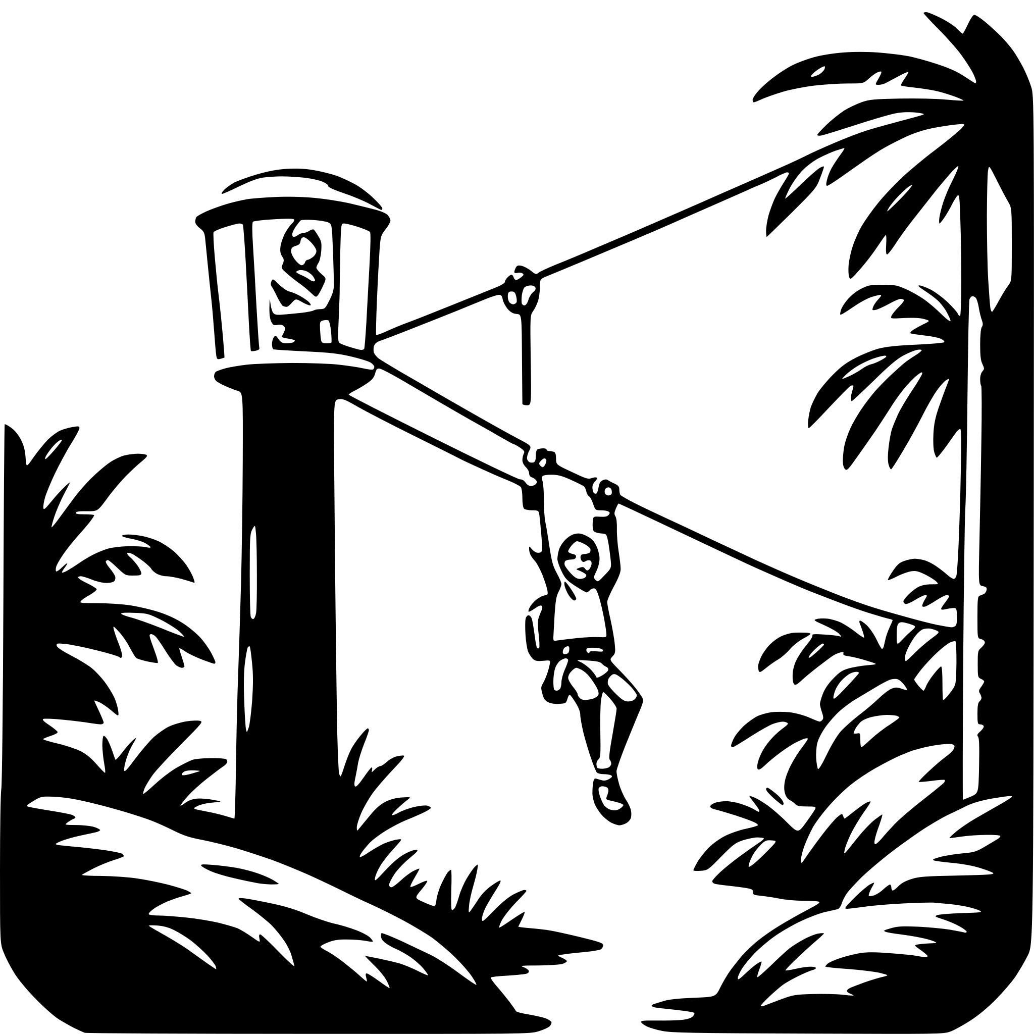 AI-generated SVG of a jungle zip-line ride