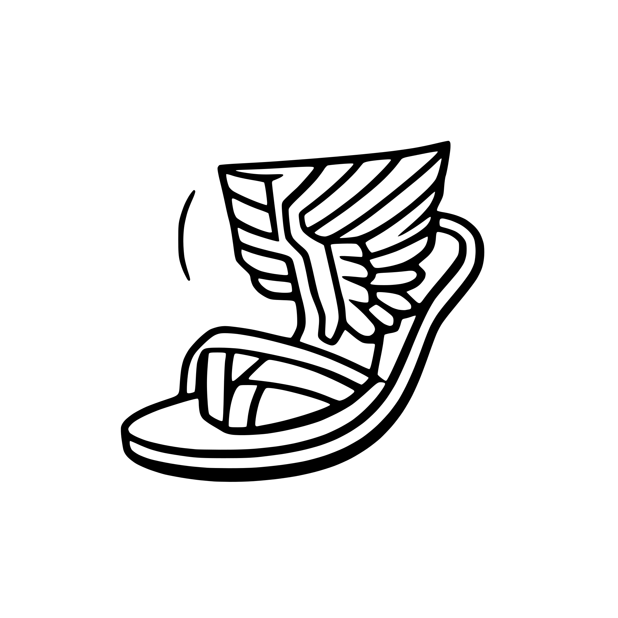 AI-generated SVG of a Design a sleek, modern logo for a discussion app inspired by Hermes winged sandals. Include a wing for speed and a message bubble for communication. Use smooth, flowing lines. Ensure its minimal and SVG-friendly.