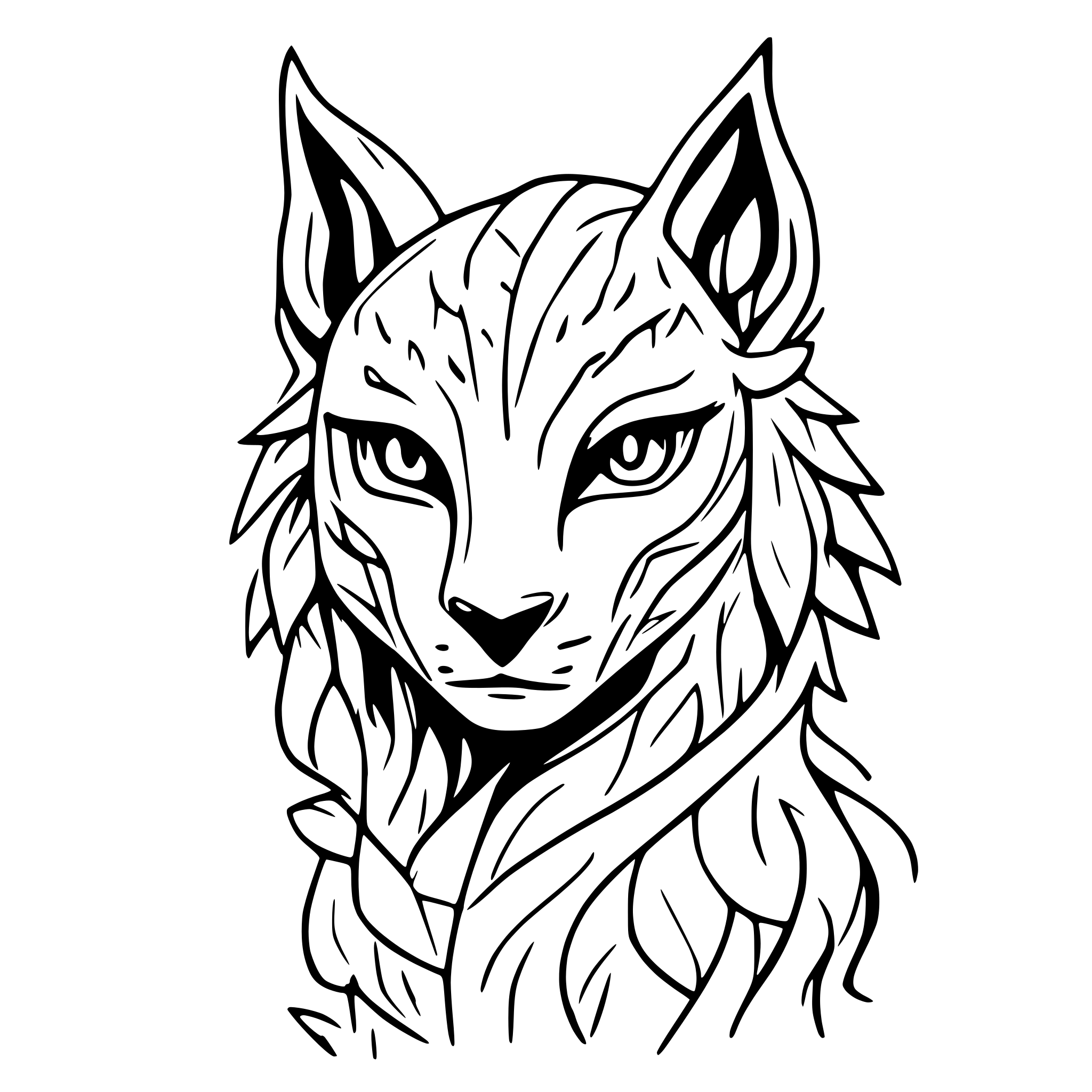 AI-generated SVG of a A Mythological creature that is a blend of a lynx and a demon