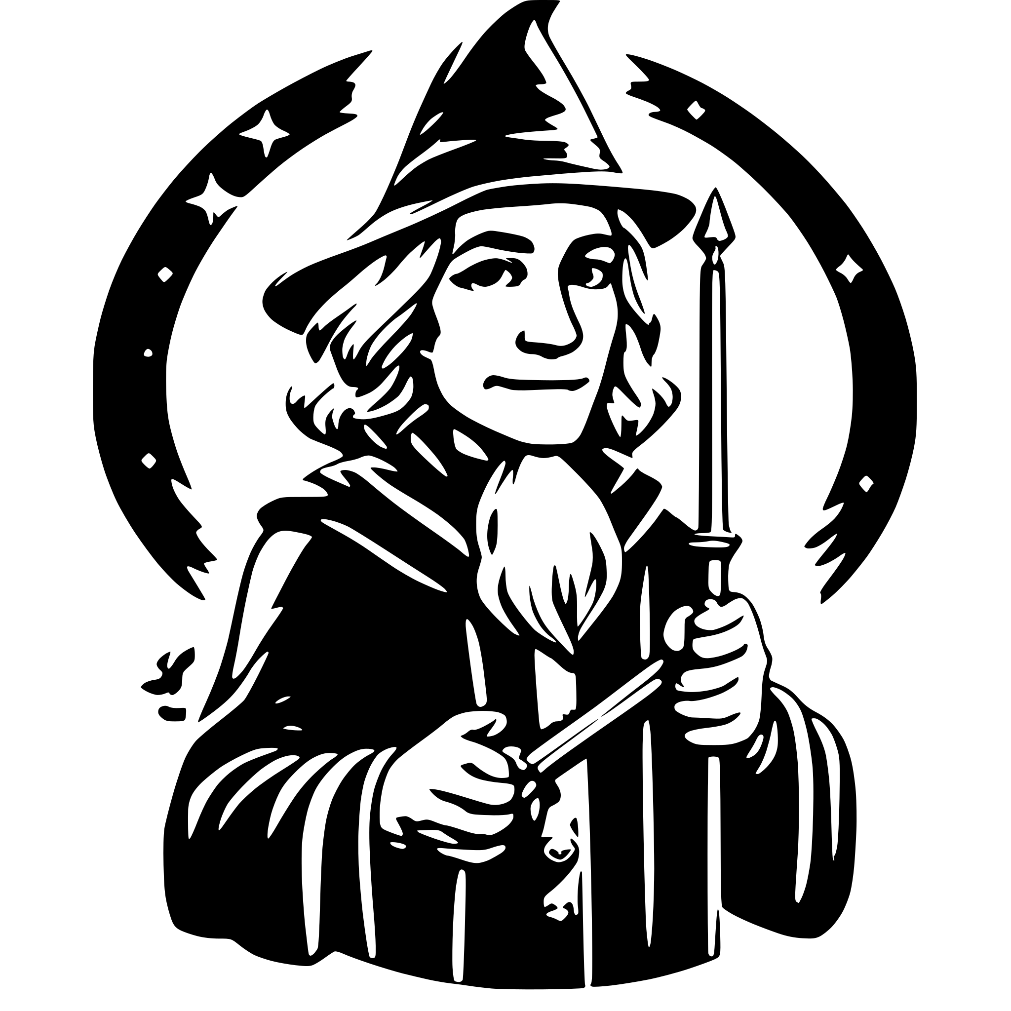 AI-generated SVG of 'wizard holding a magic wand'