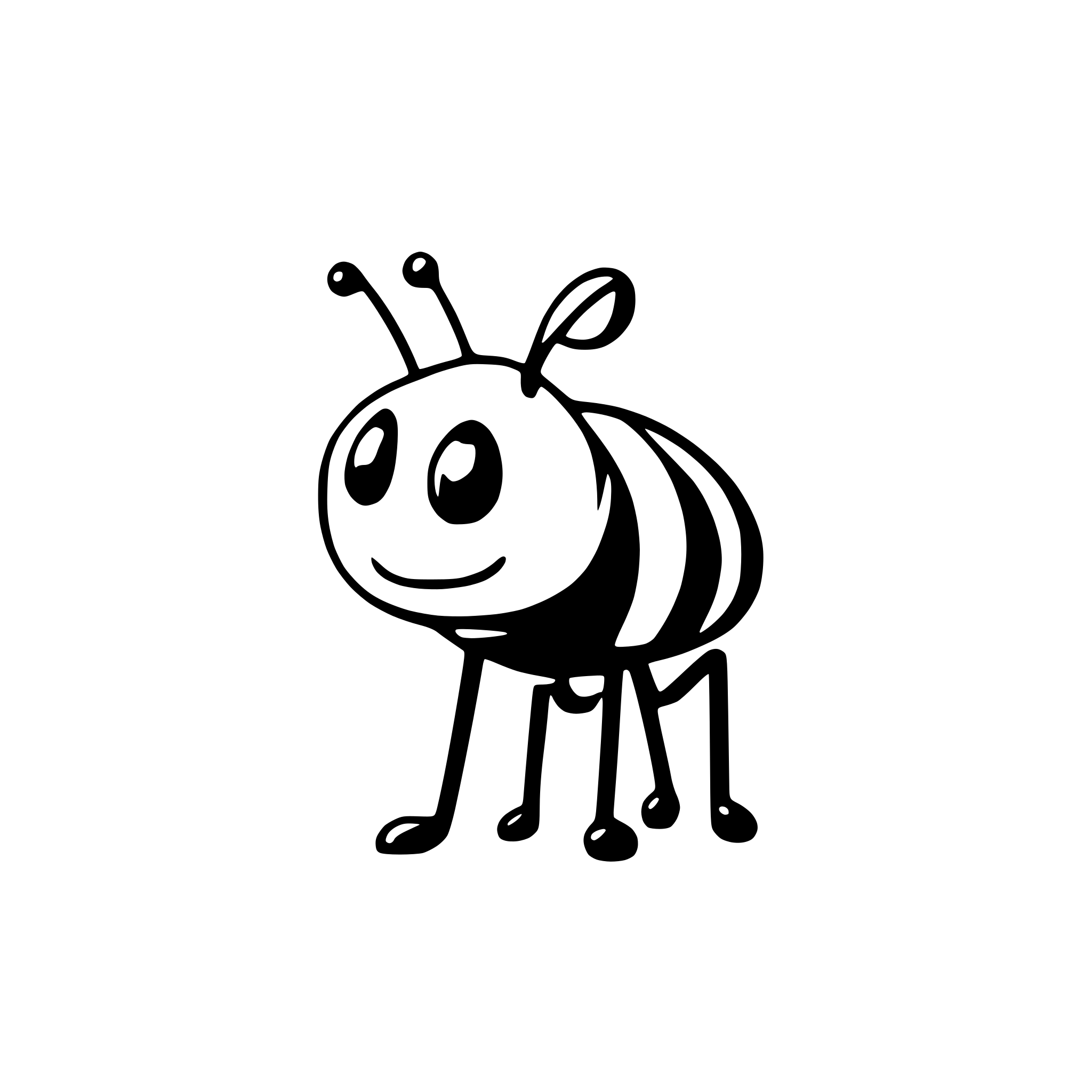 AI-generated SVG of a Simple ant walking sideview
