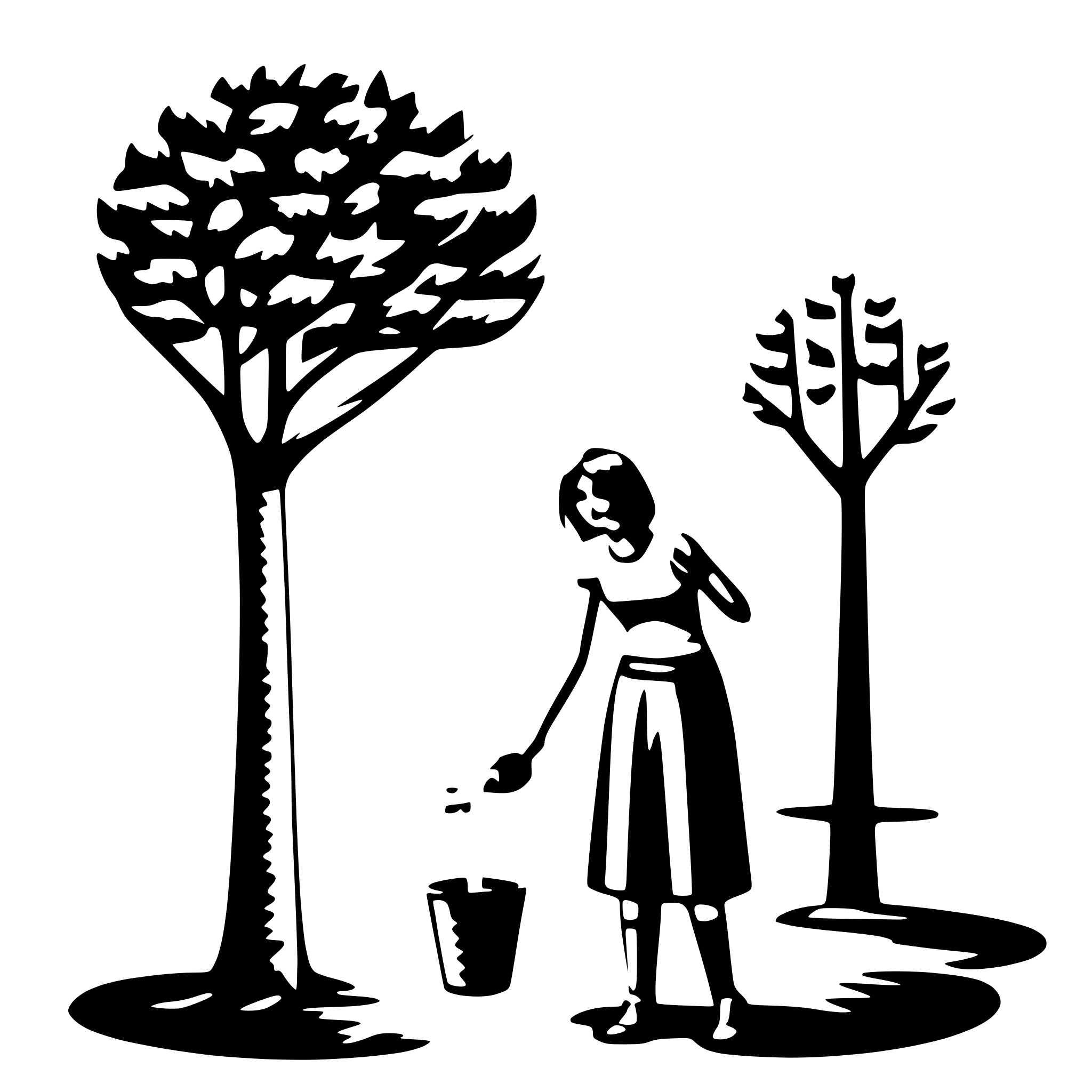 AI-generated SVG of 'woman watering tree'