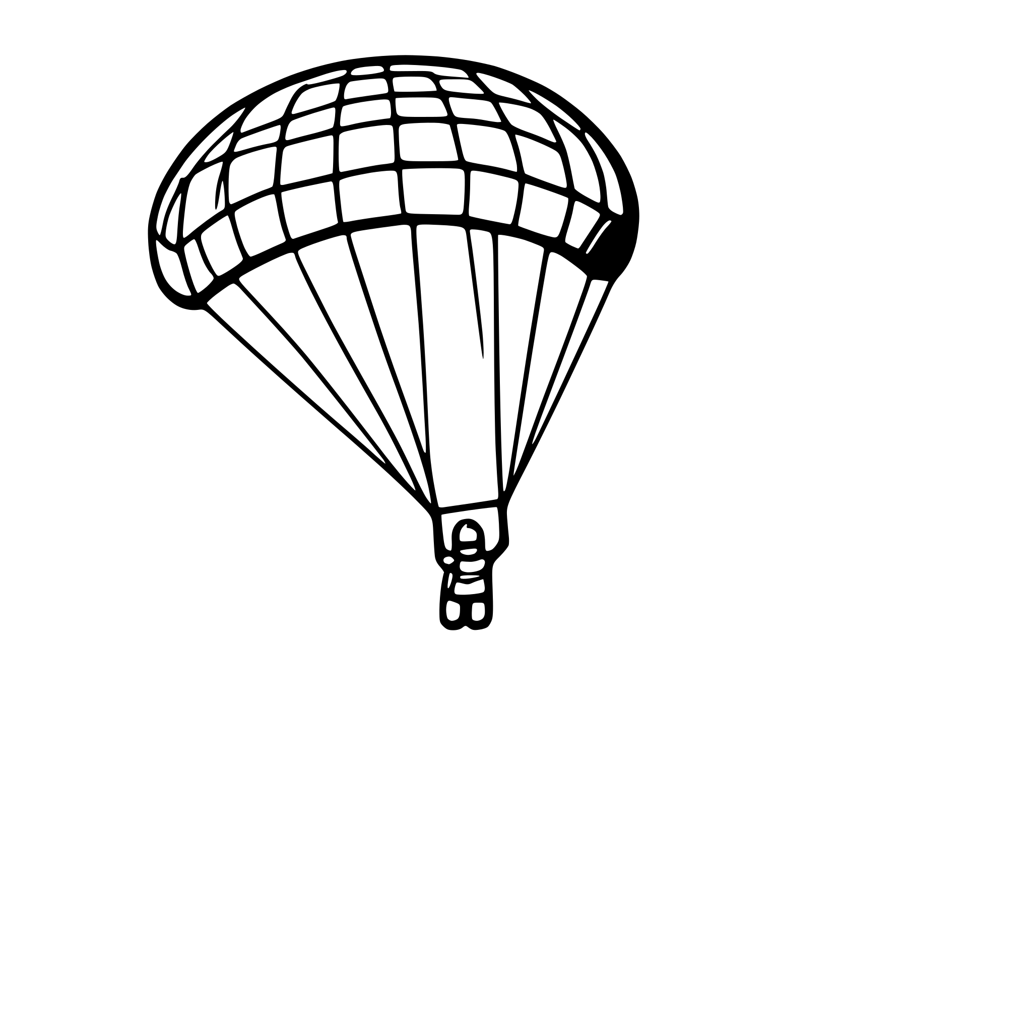 AI-generated SVG of a parachutist descending slowly