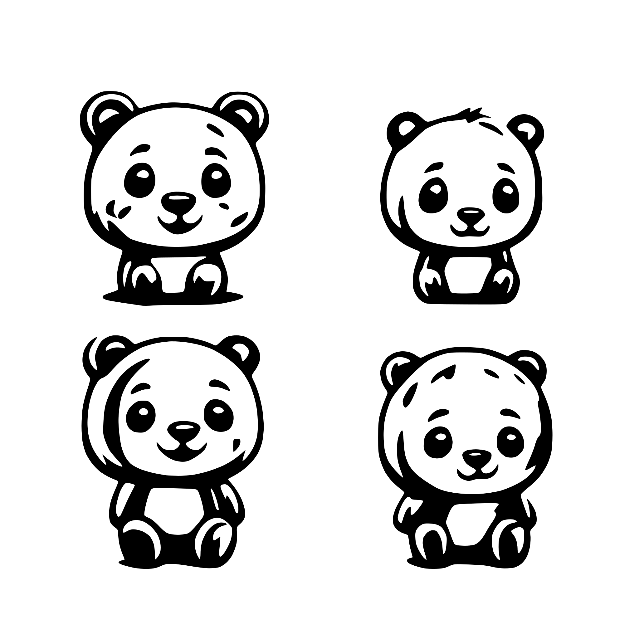 AI-generated SVG of a chibi bear svg with different emotions like in emoji