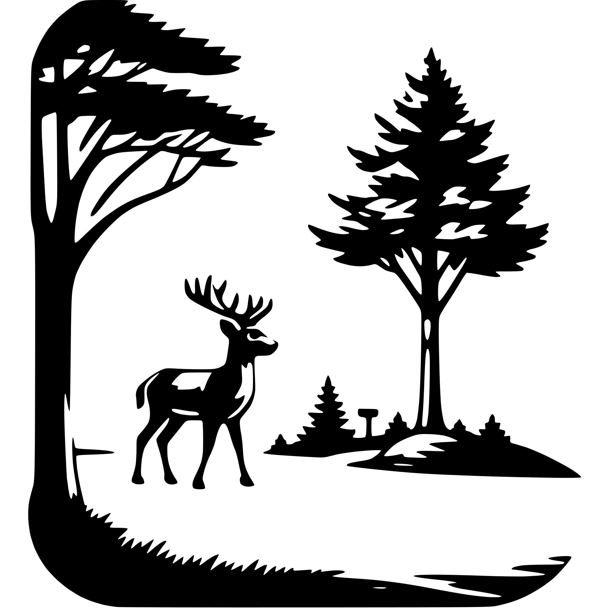 AI-generated SVG of 'pine tree and deer'