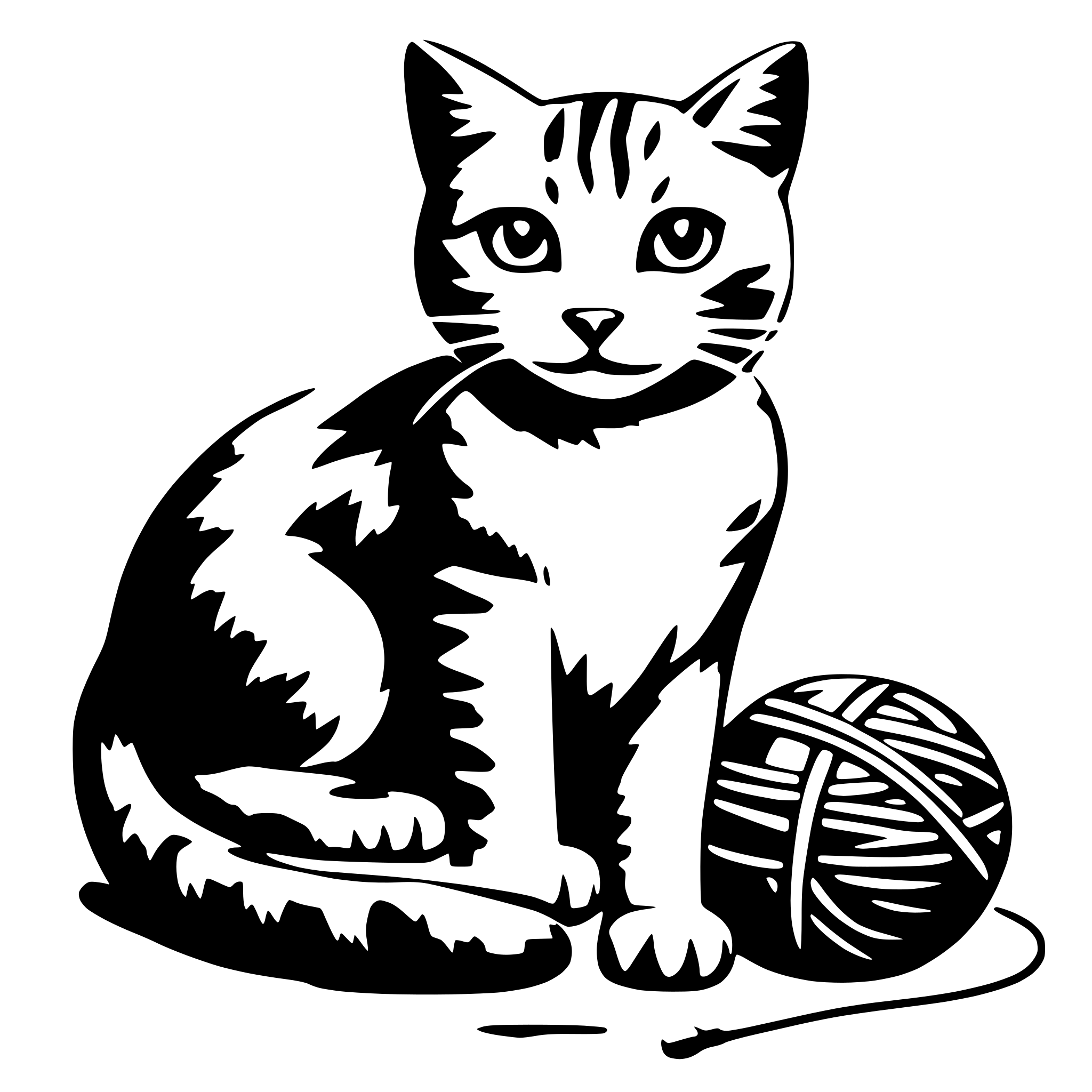 AI-generated SVG of a cat with yarn ball in front