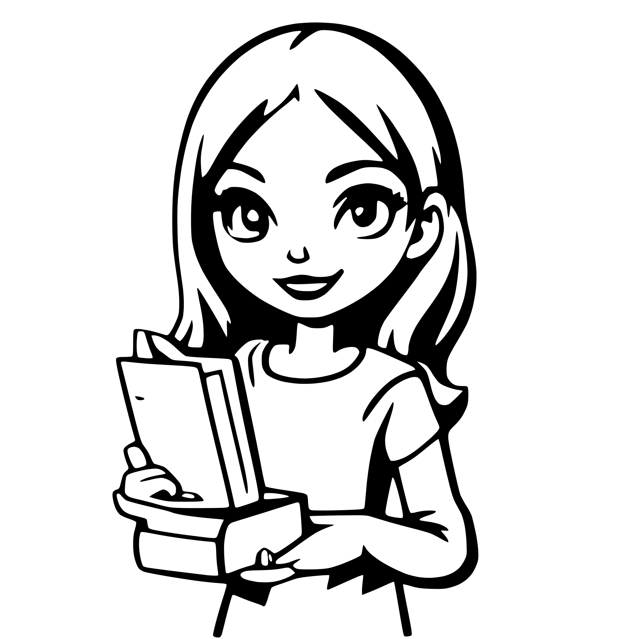 AI-generated SVG of a girl with books in cartoon style