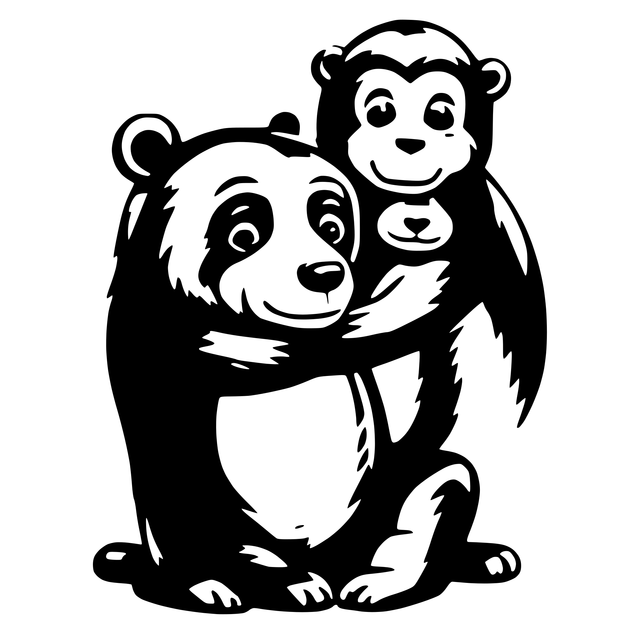 AI-generated SVG of 'Bear hugging a monkey'