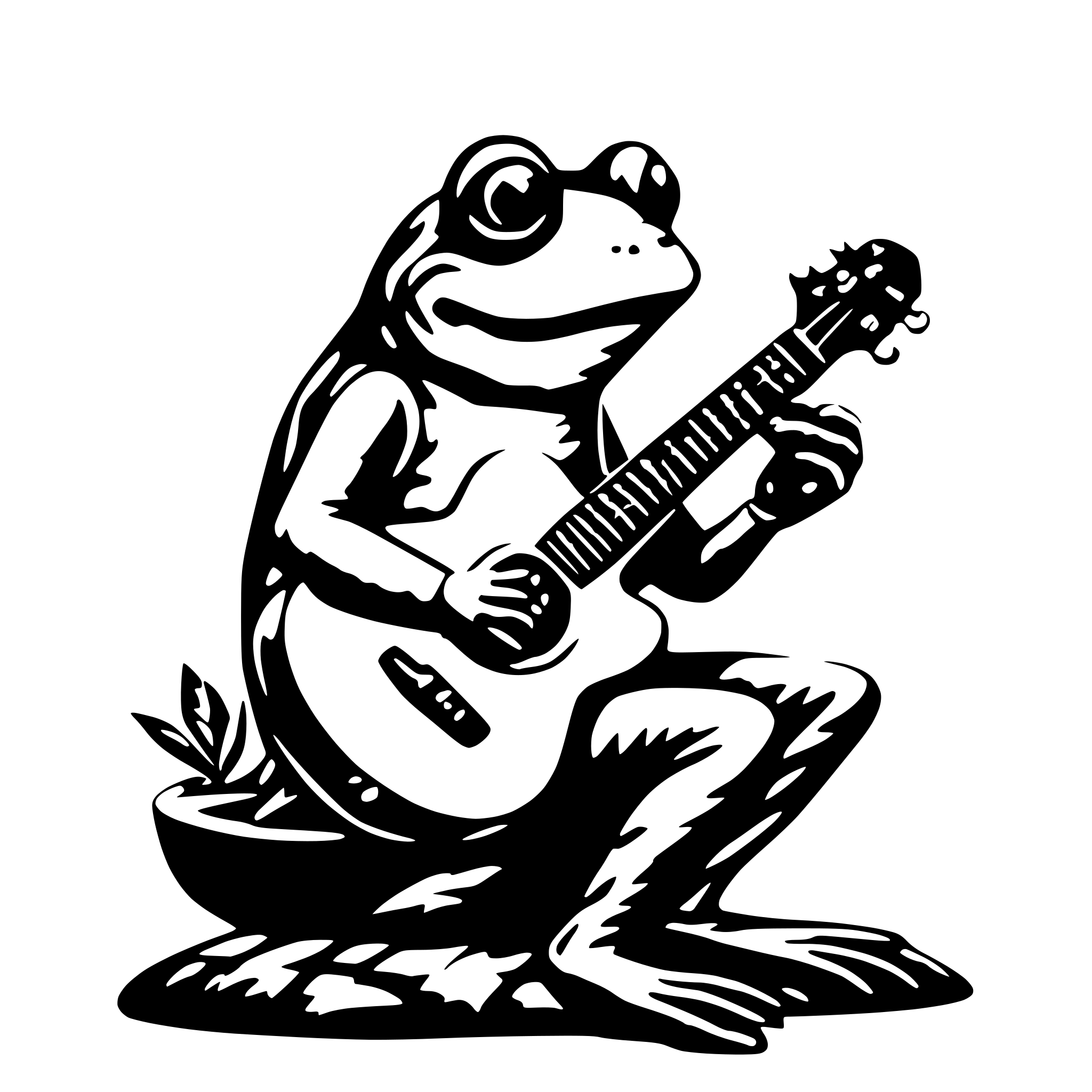 AI-generated SVG of 'frog playing guitar'