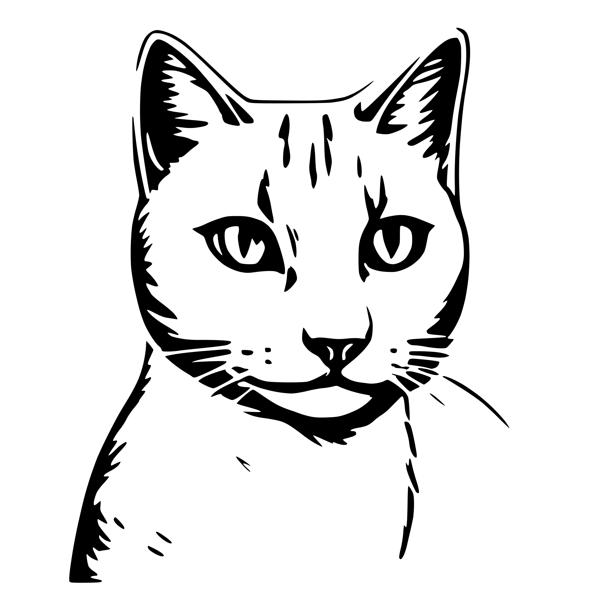 AI-generated SVG of a Single line stroke of a portait cat