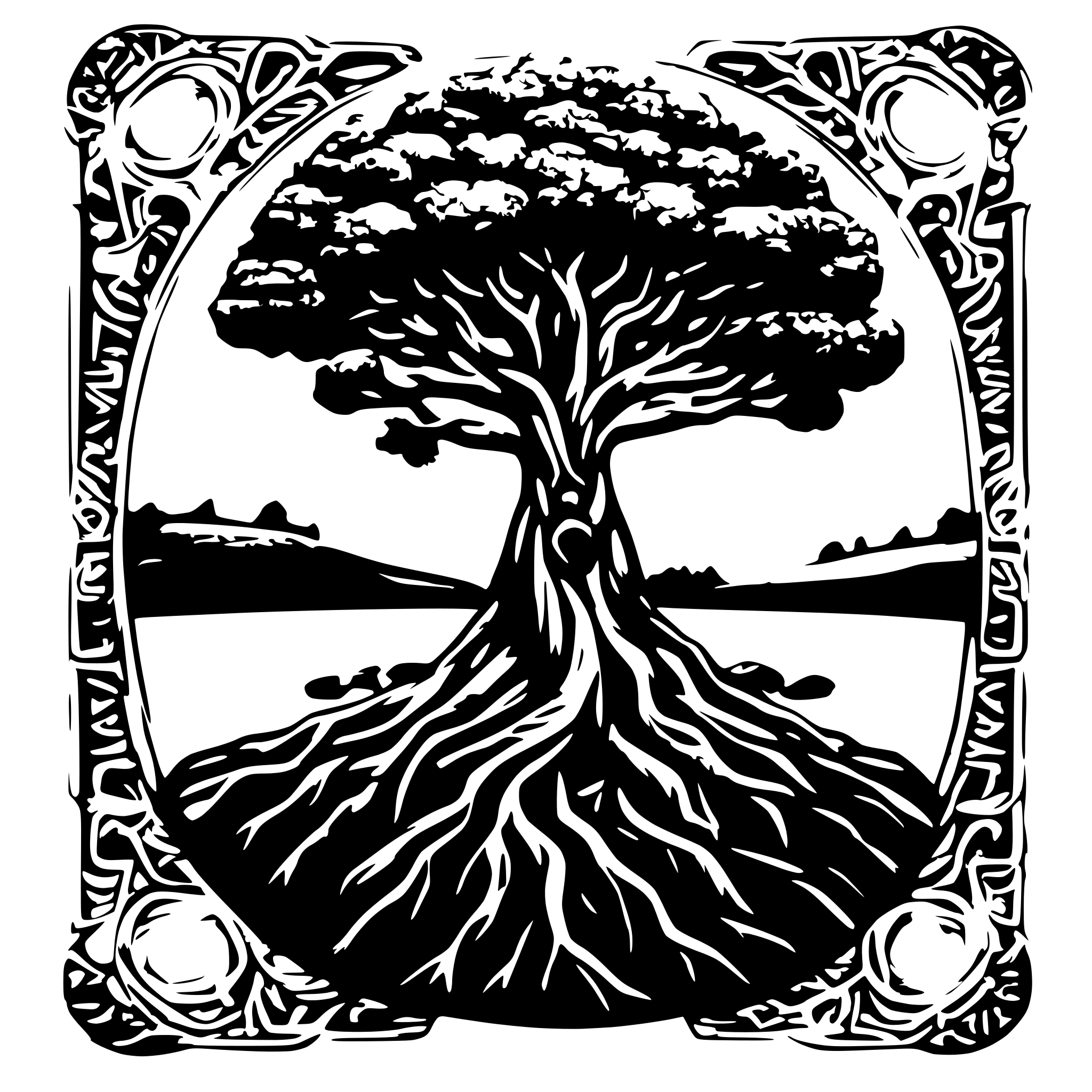 AI-generated SVG of a yggdrasil