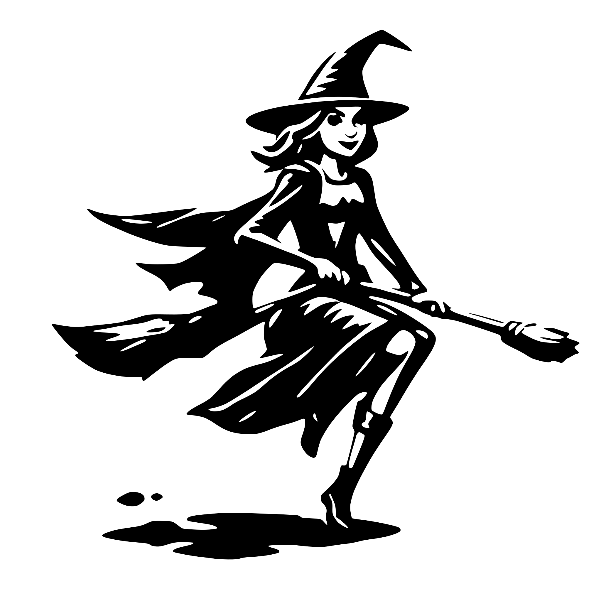 AI-generated SVG of 'witch flying on a broom'