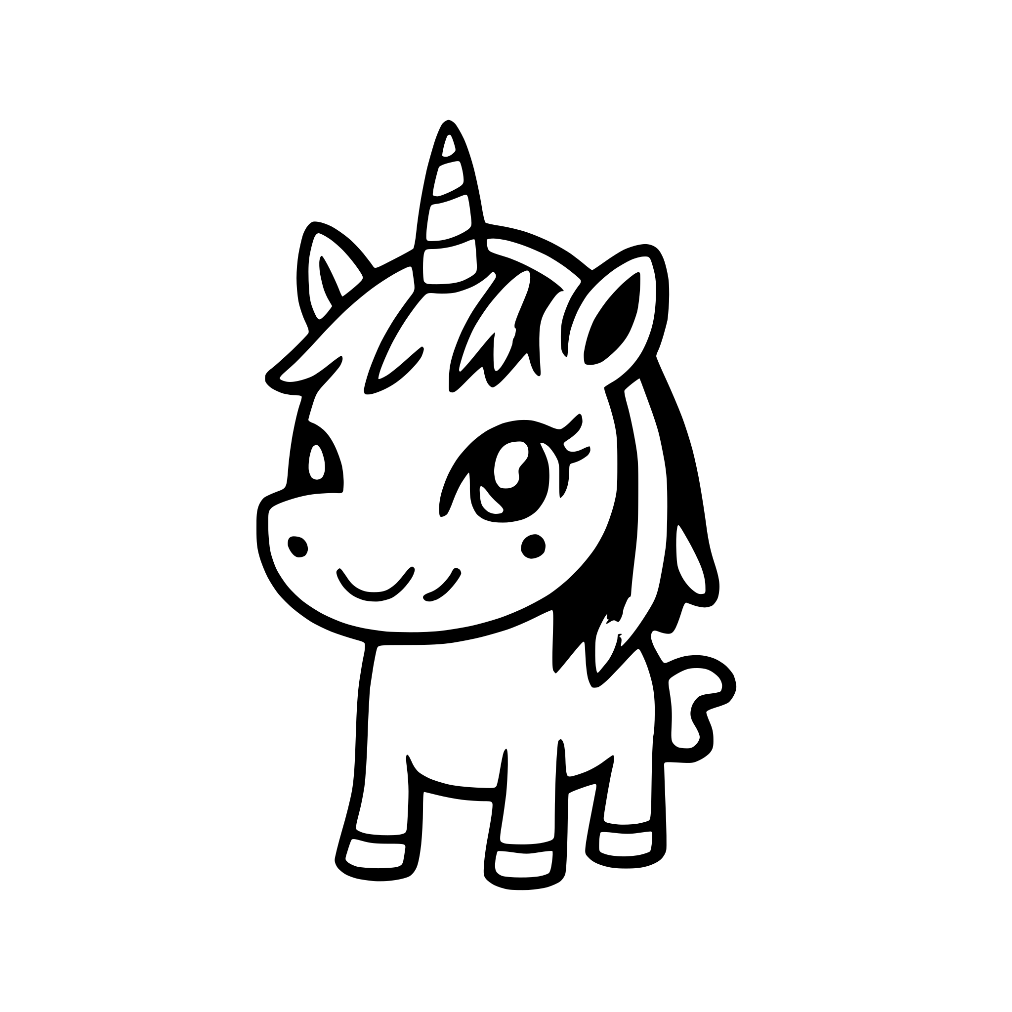 AI-generated SVG of a a rainbow unicorn with sparkles and hearts